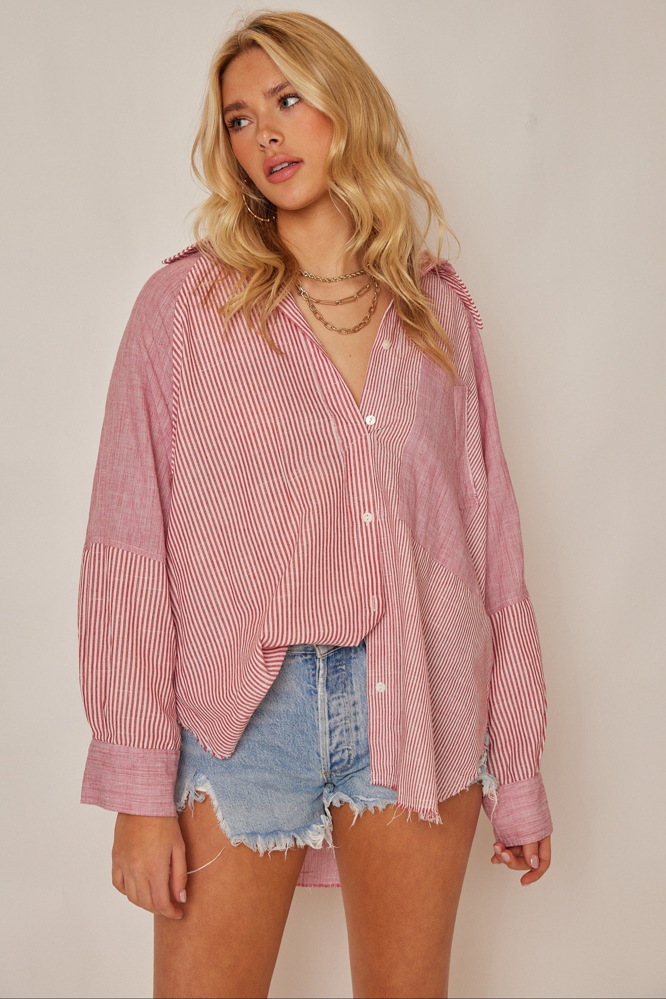 Binita Striped Button Up