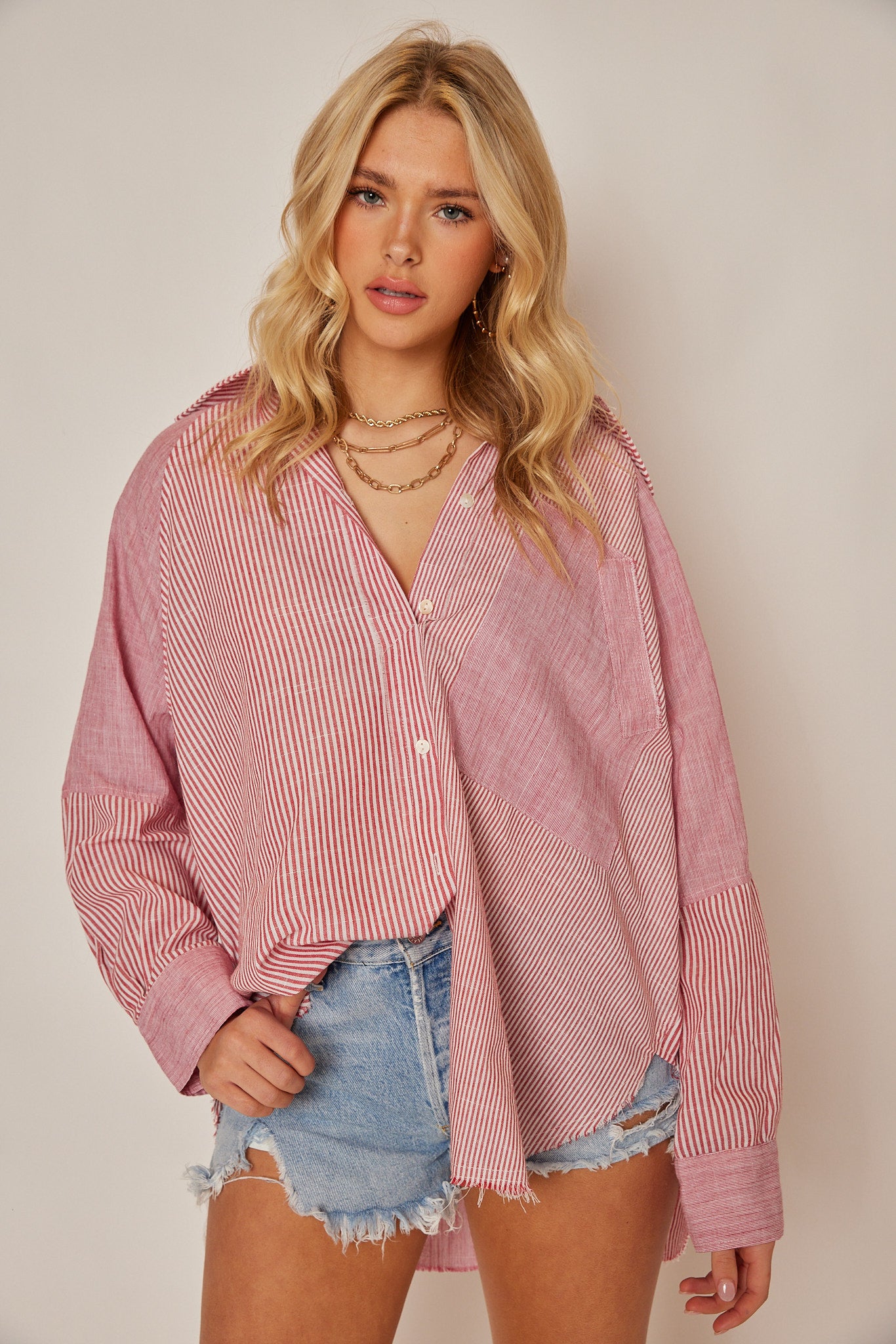 Binita Striped Button Up