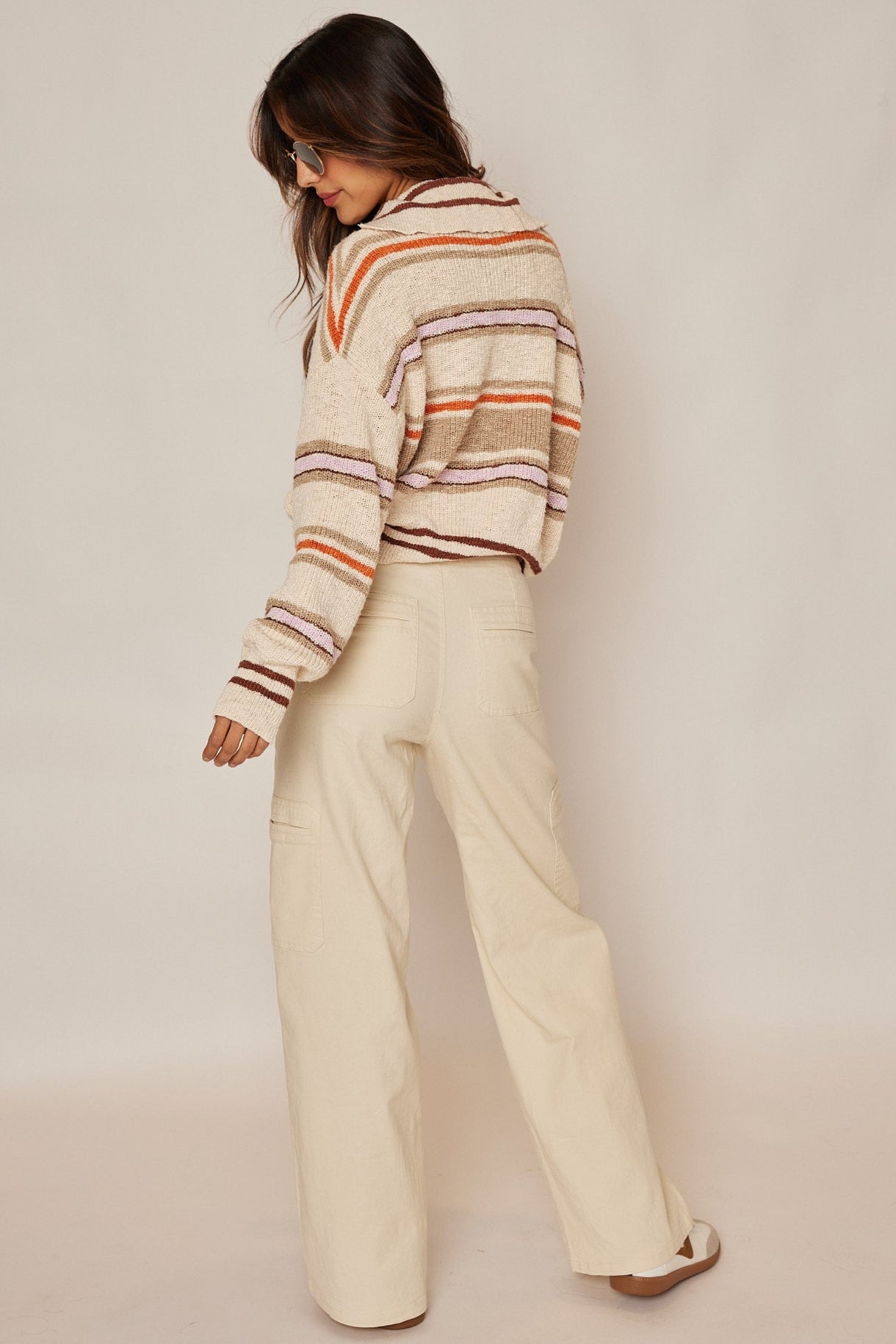Kaylee Multi Colored Striped Collared Sweater