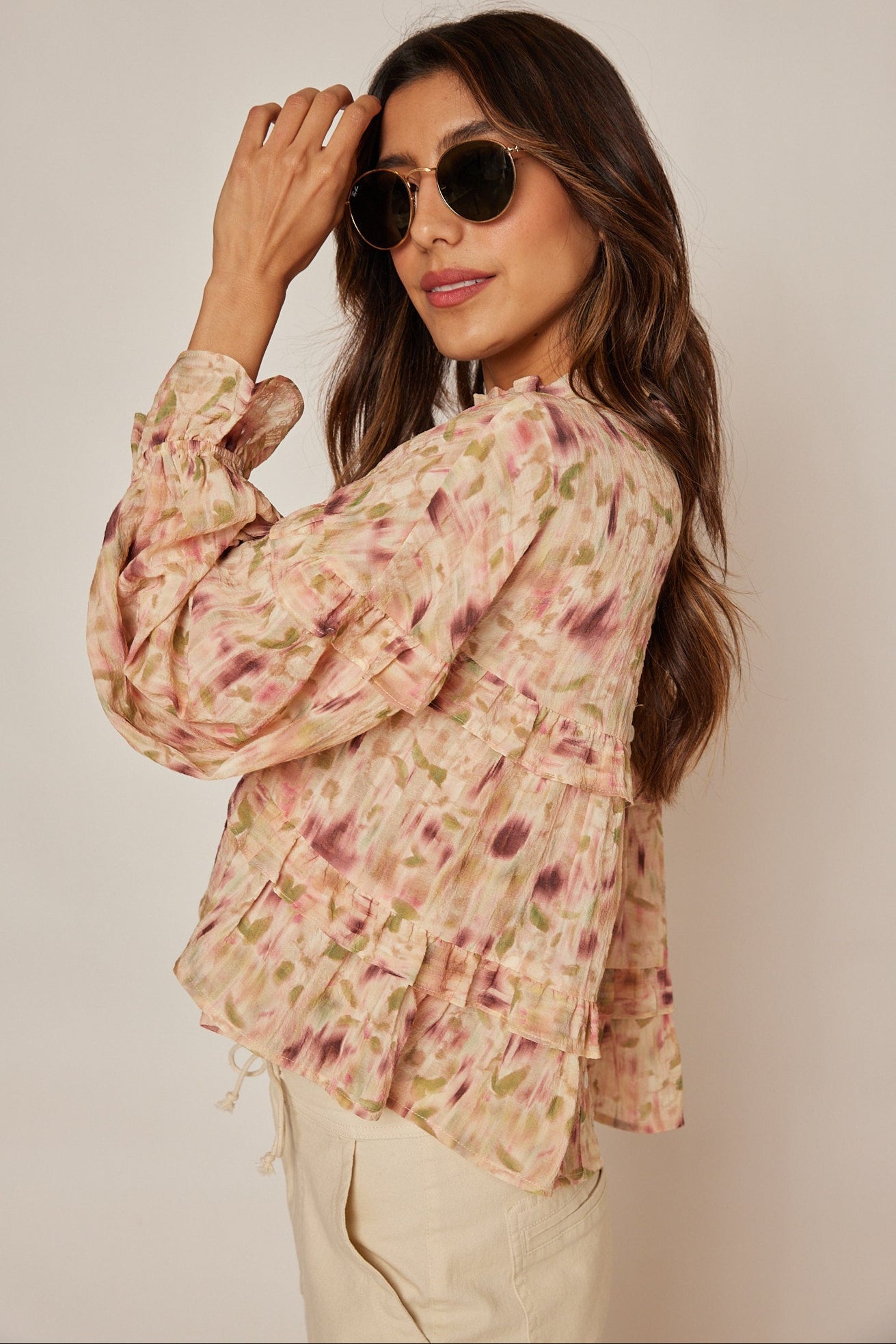 Betty Floral Frilly Blouse