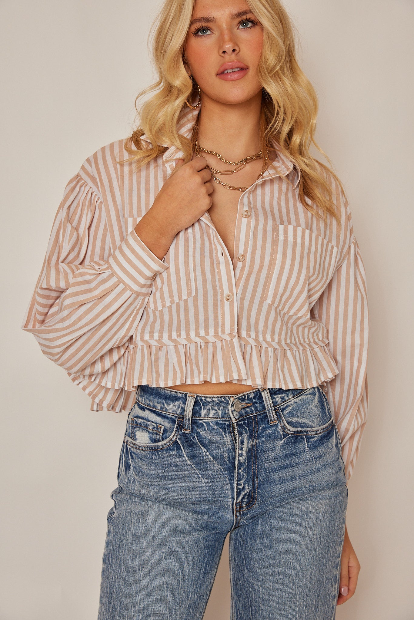 Stevie Frilly Striped Blouse