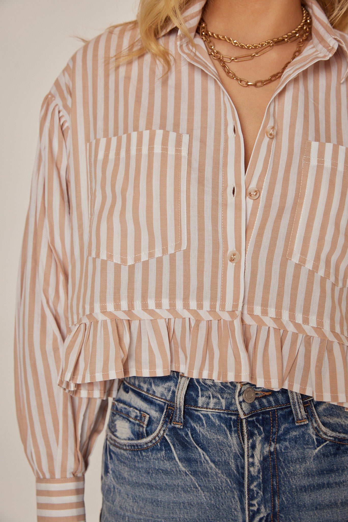 Stevie Frilly Striped Blouse
