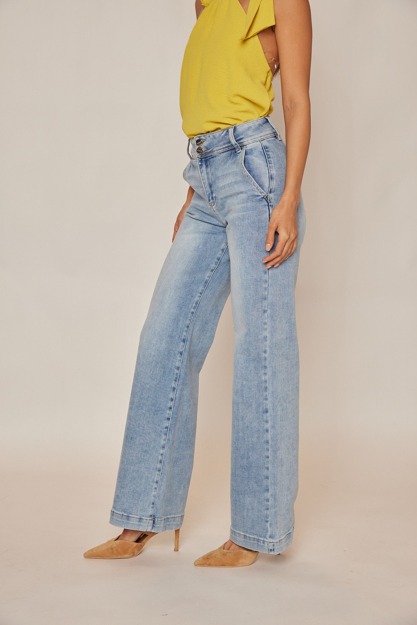 Sasha Risen High Rise Double Button Jeans