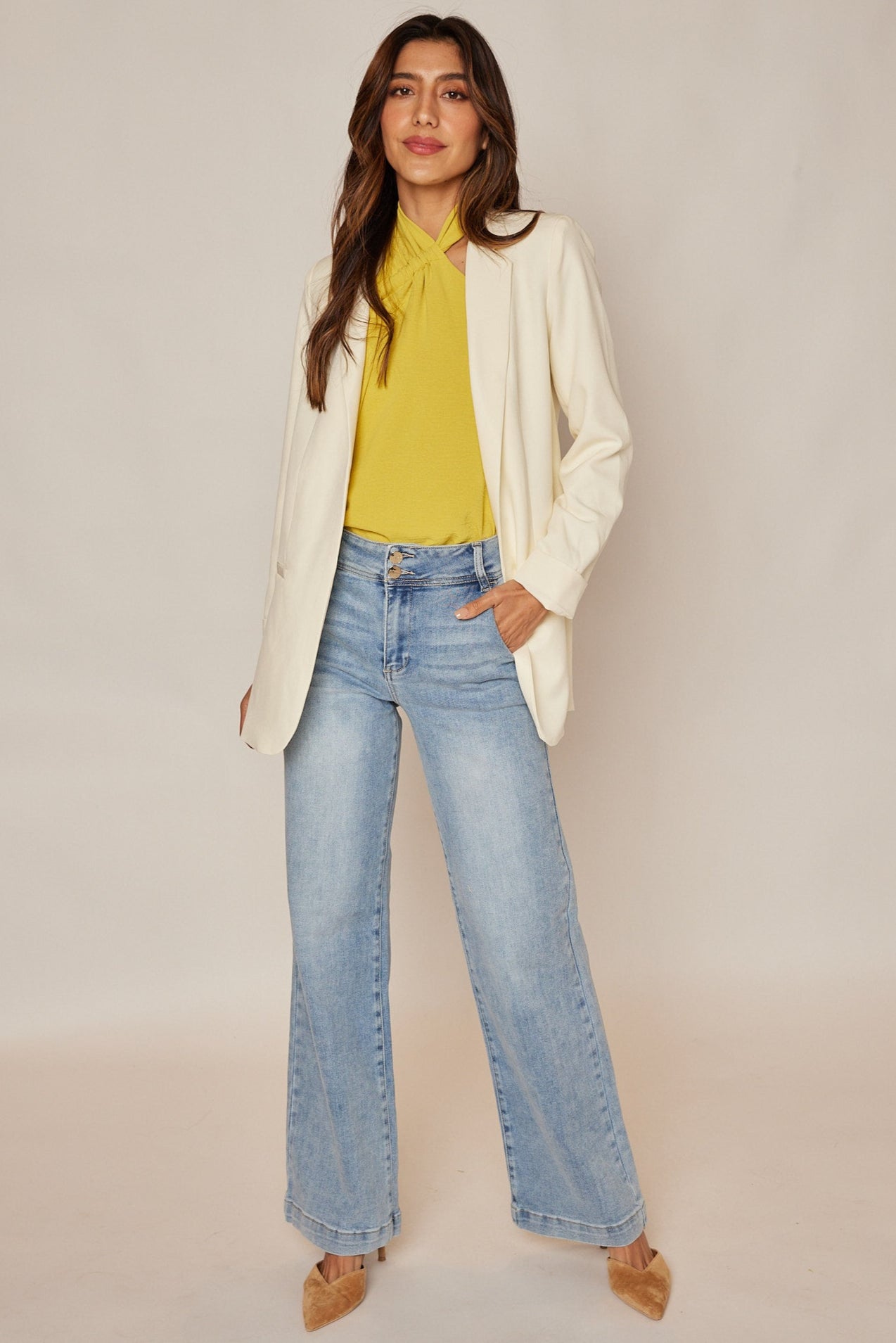 Sasha Risen High Rise Double Button Jeans