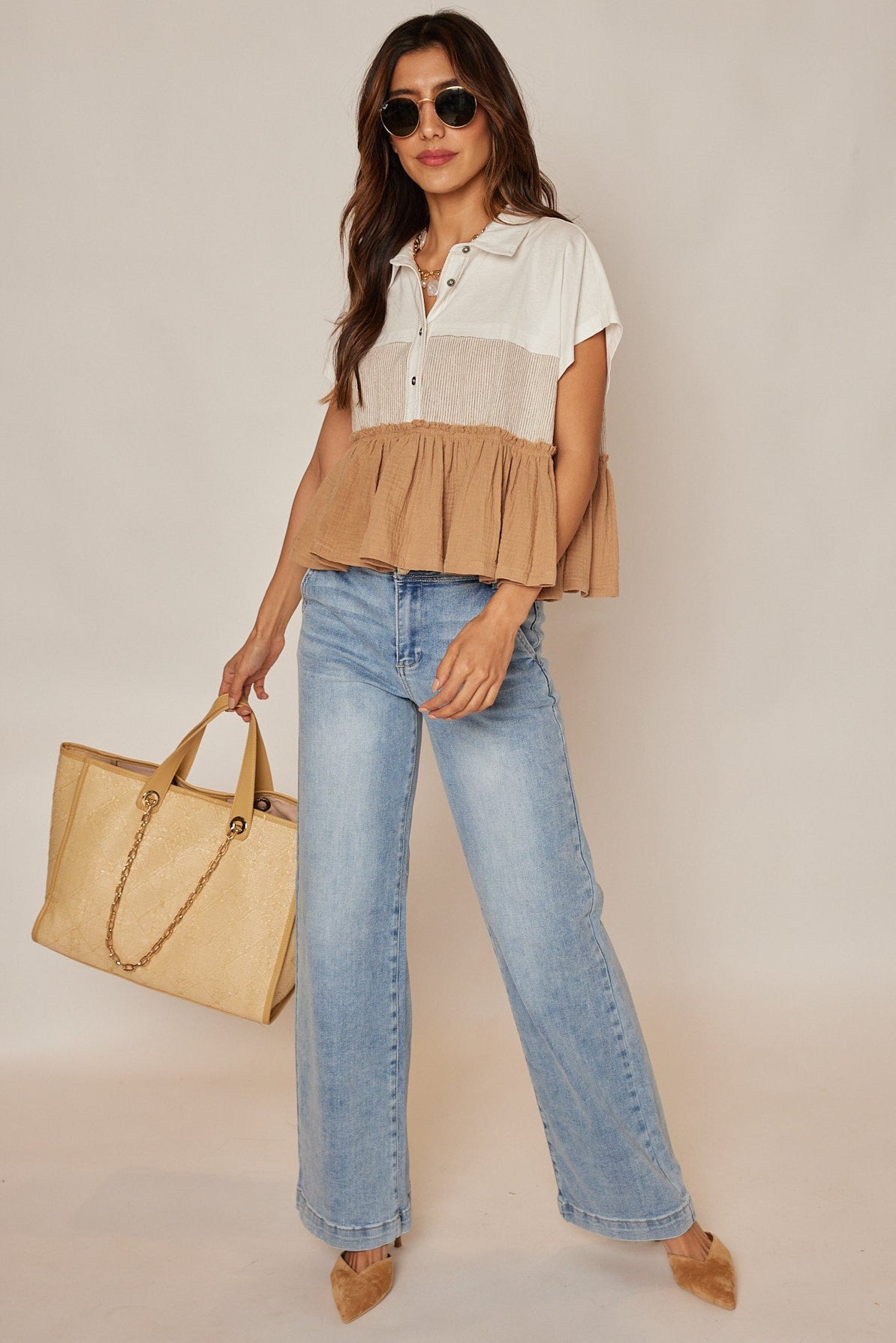 Clara Mixed Media Blouse