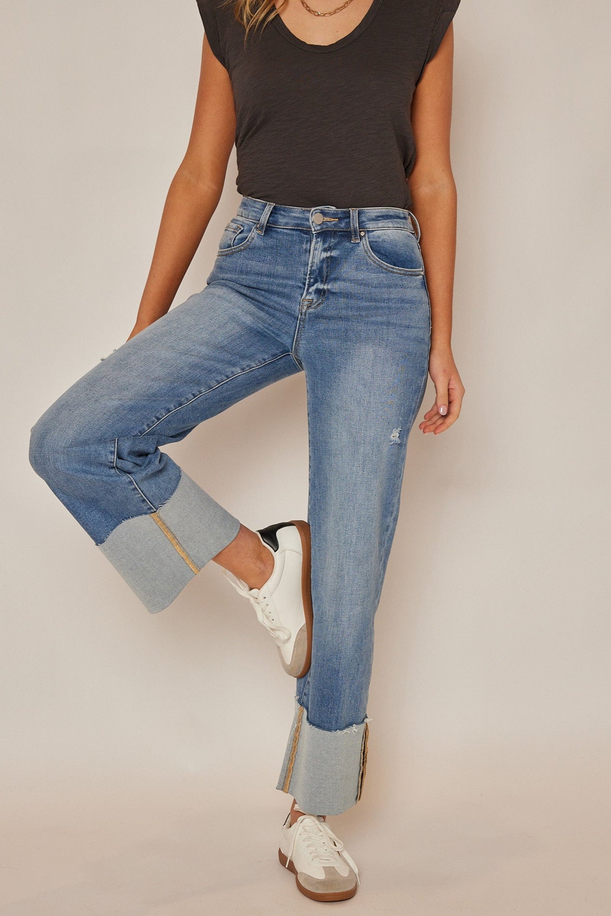 Randy Cuffed Wide Leg Jeans
