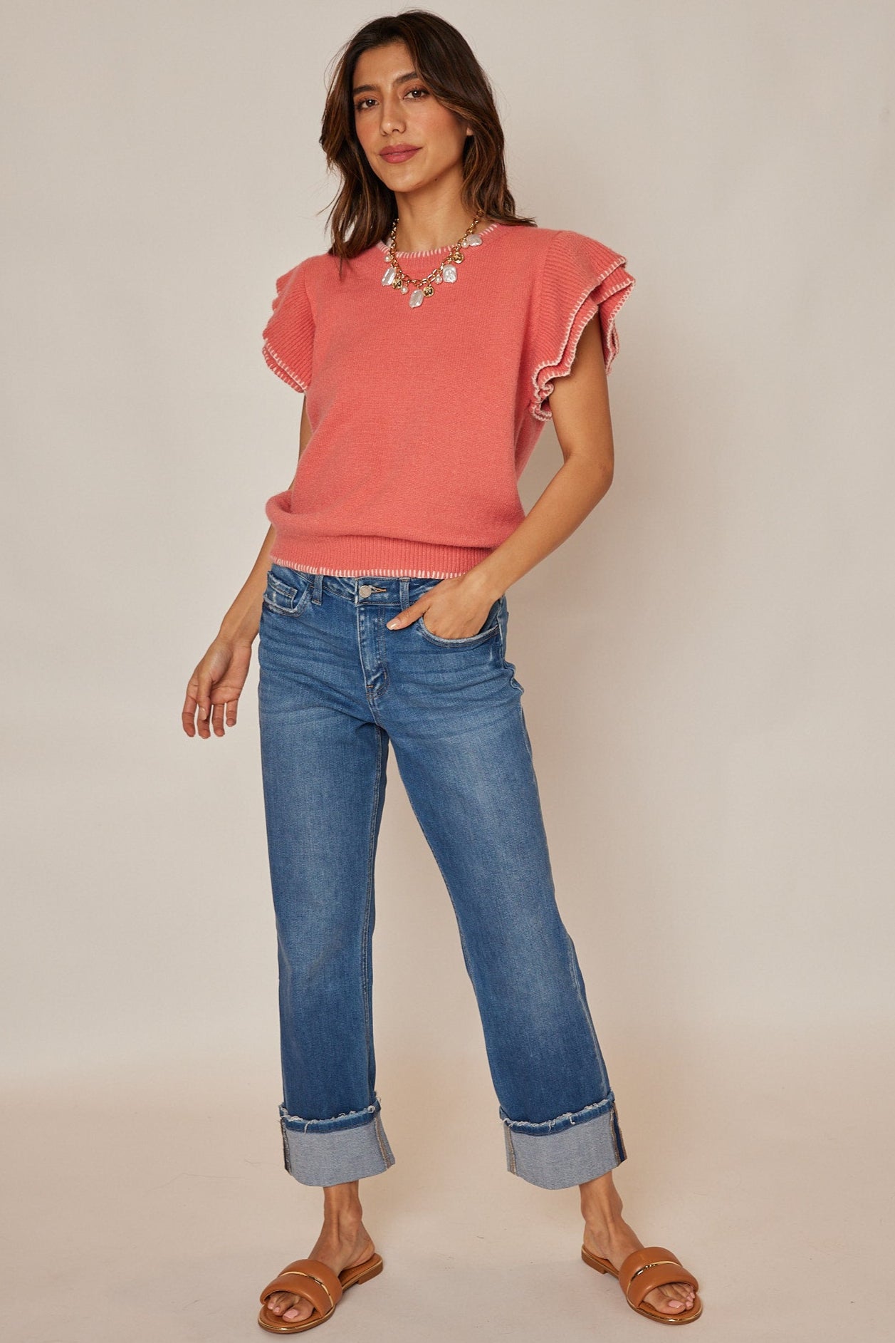 Carlo High Rise Cuffed Jeans