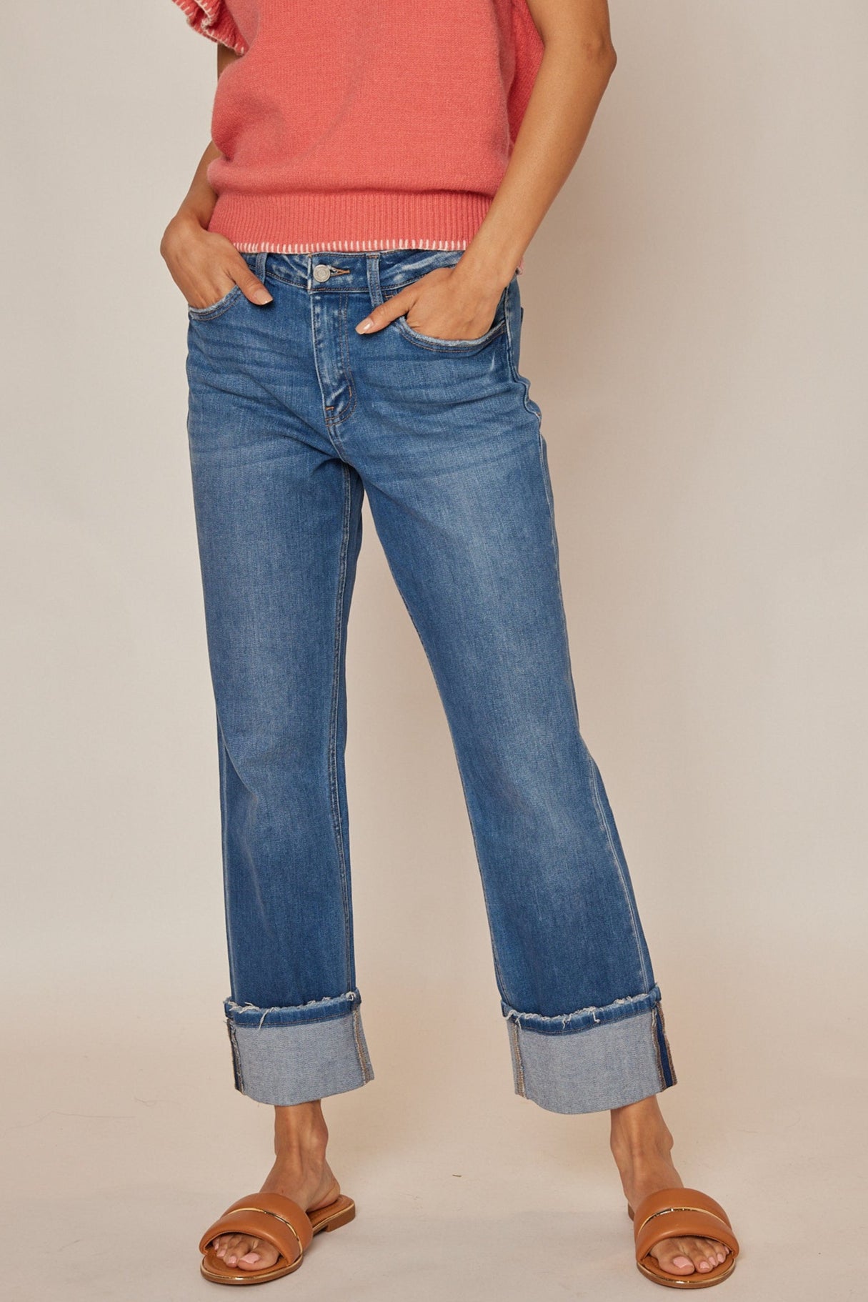 Carlo High Rise Cuffed Jeans