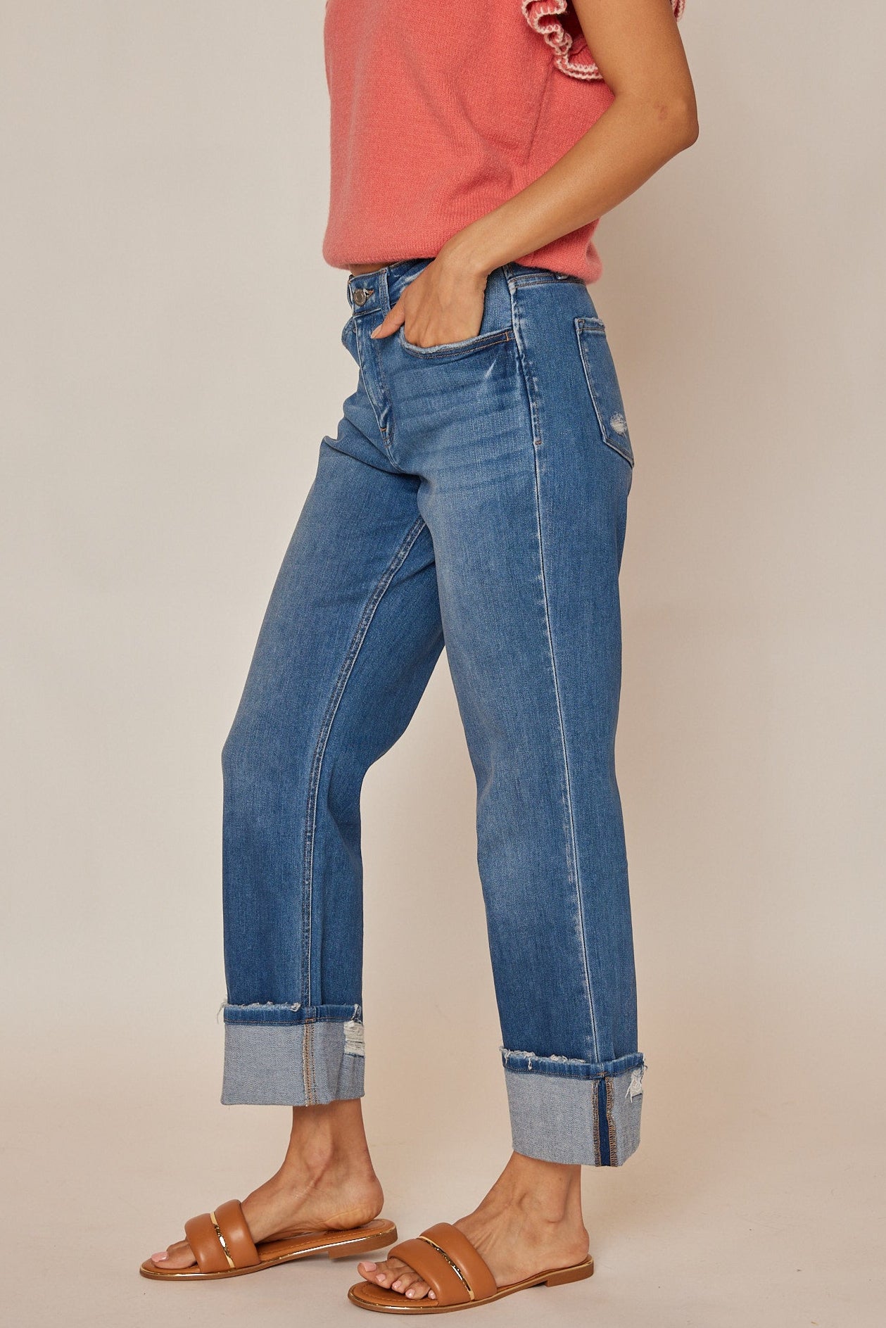 Carlo High Rise Cuffed Jeans