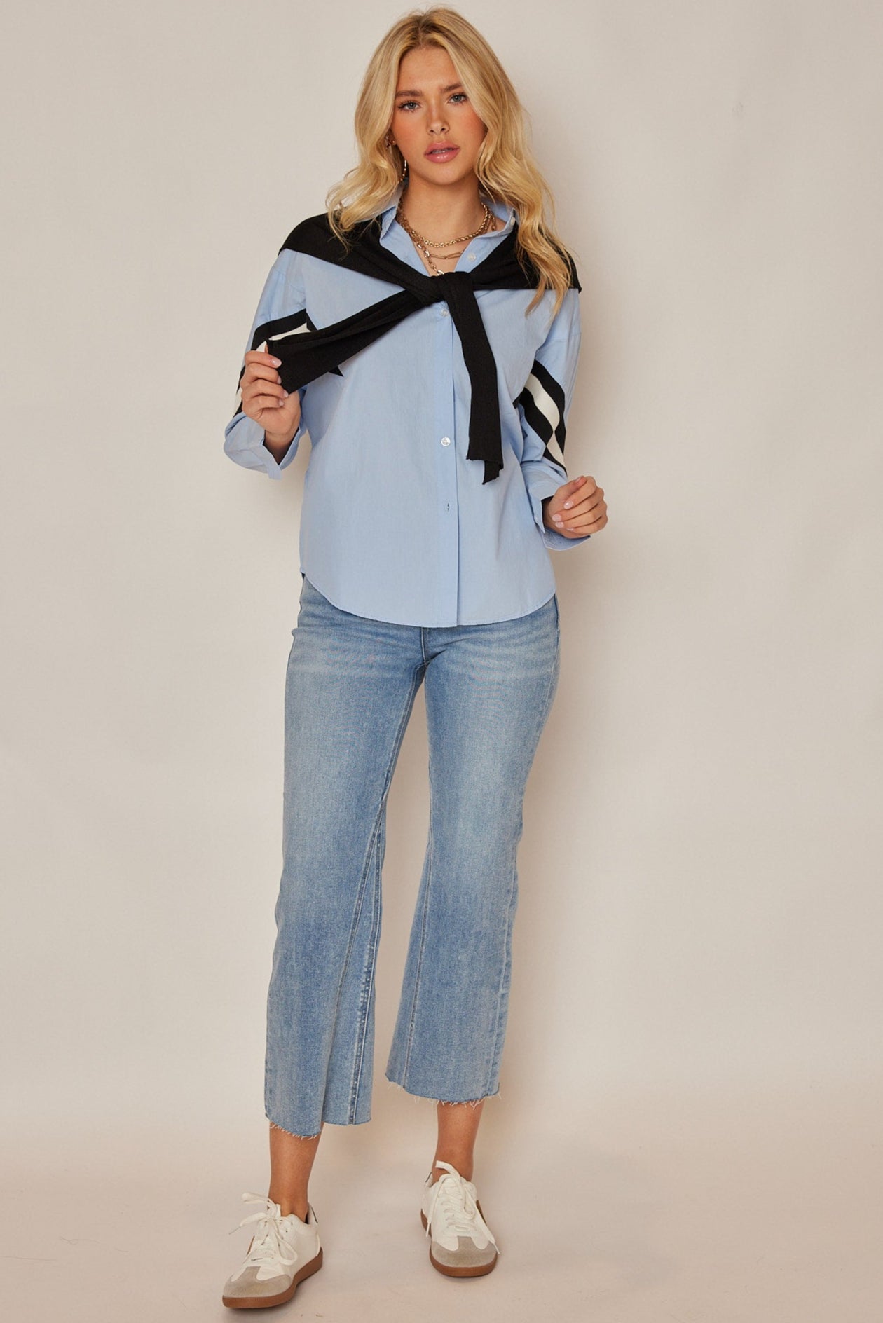 SALE - Mona Dress Shirt With Faux Sweater