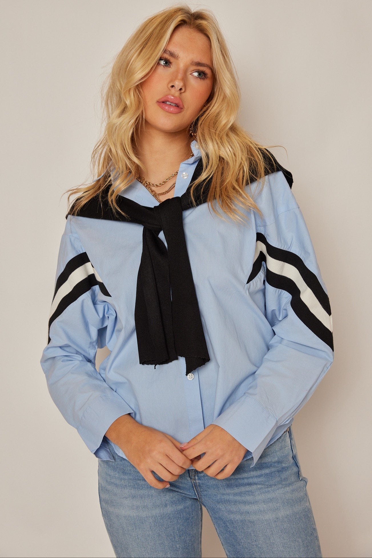 SALE - Mona Dress Shirt With Faux Sweater