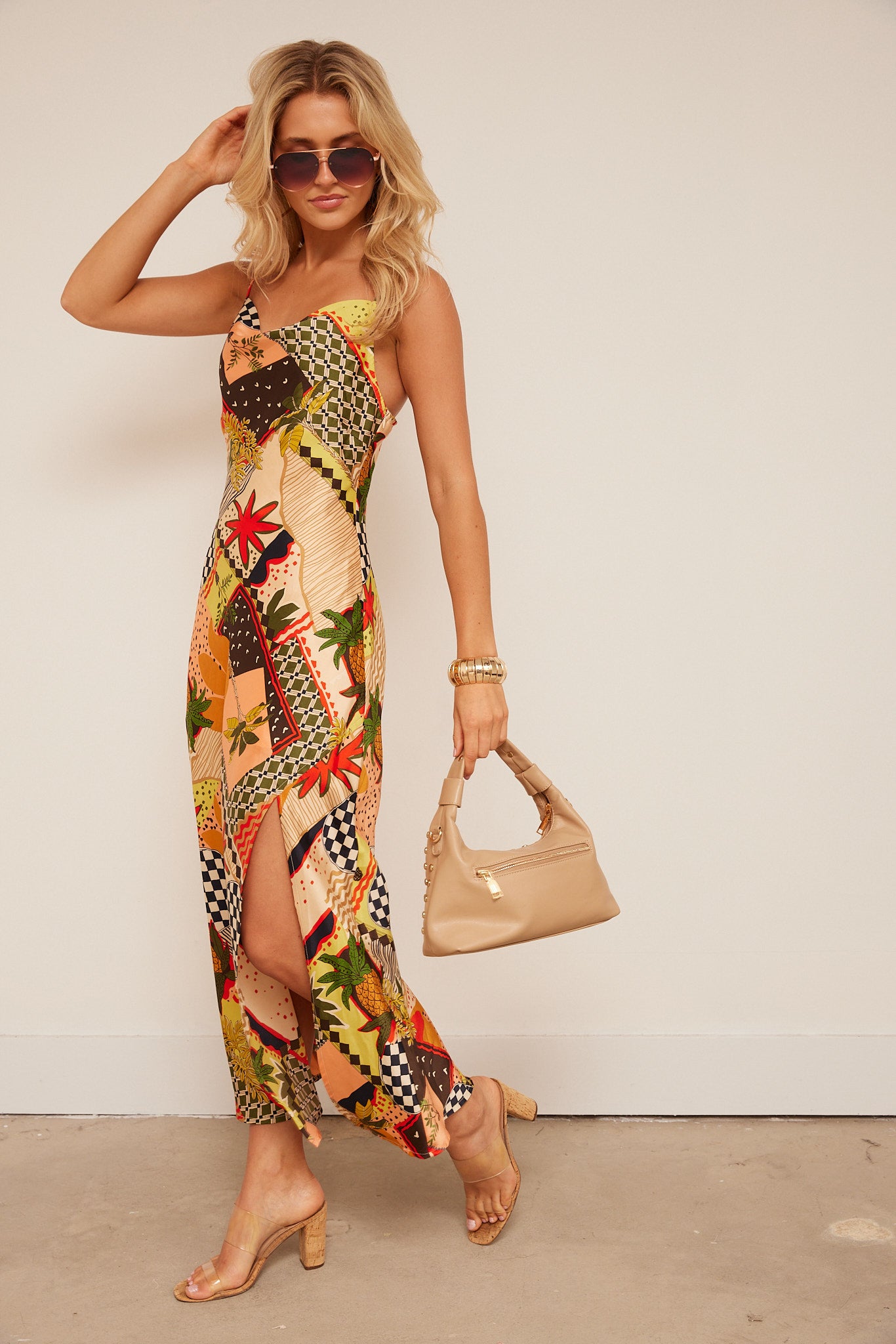 Phoebe Pattern Slit Dress