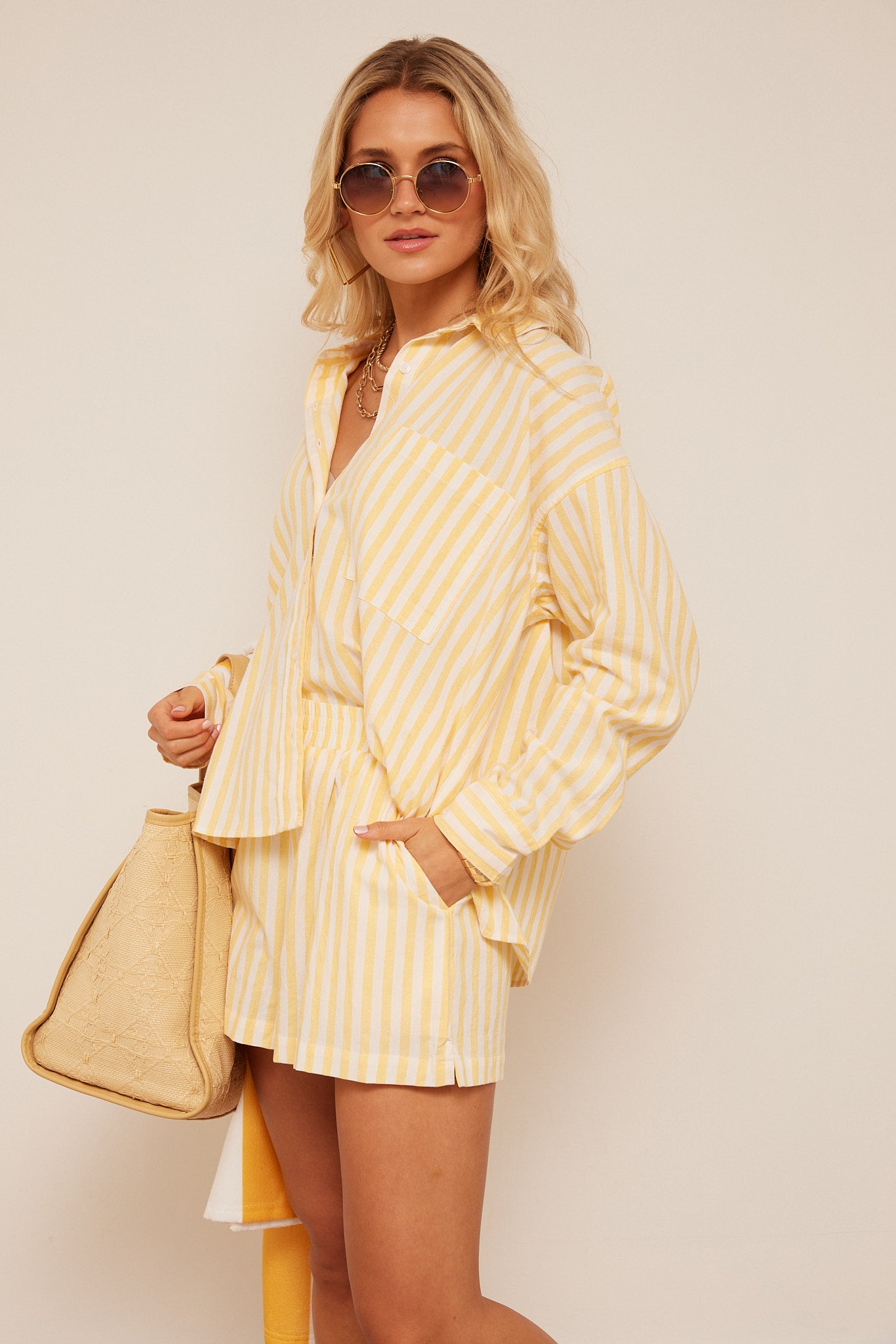Joanna Striped Cover Up Shorts
