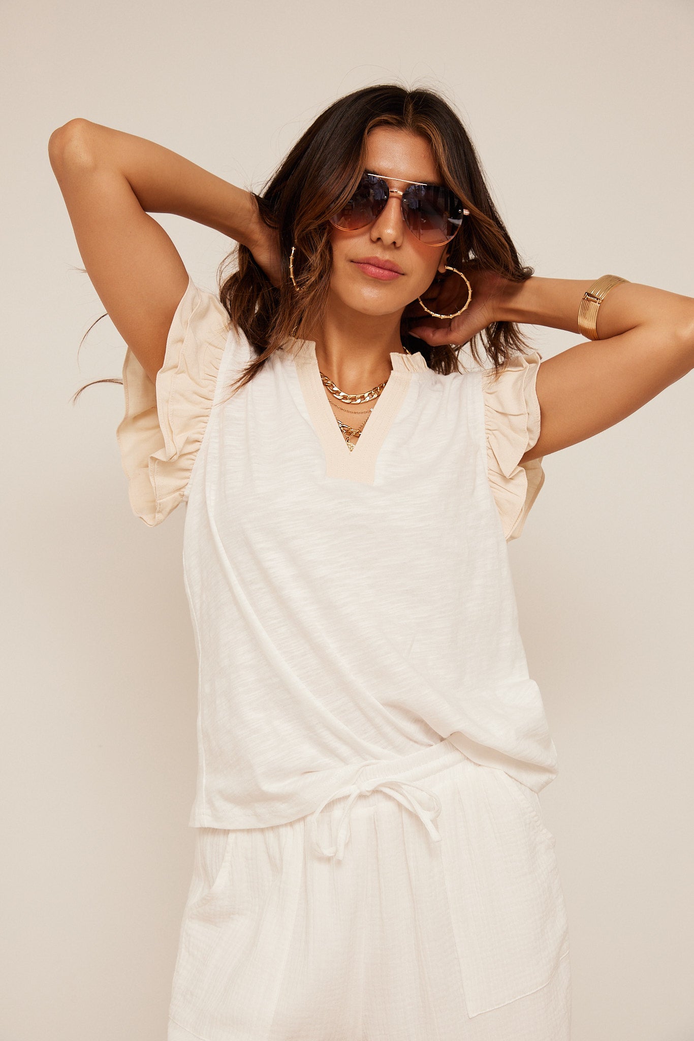 Hailey Ruffle Sleeve Knit Top