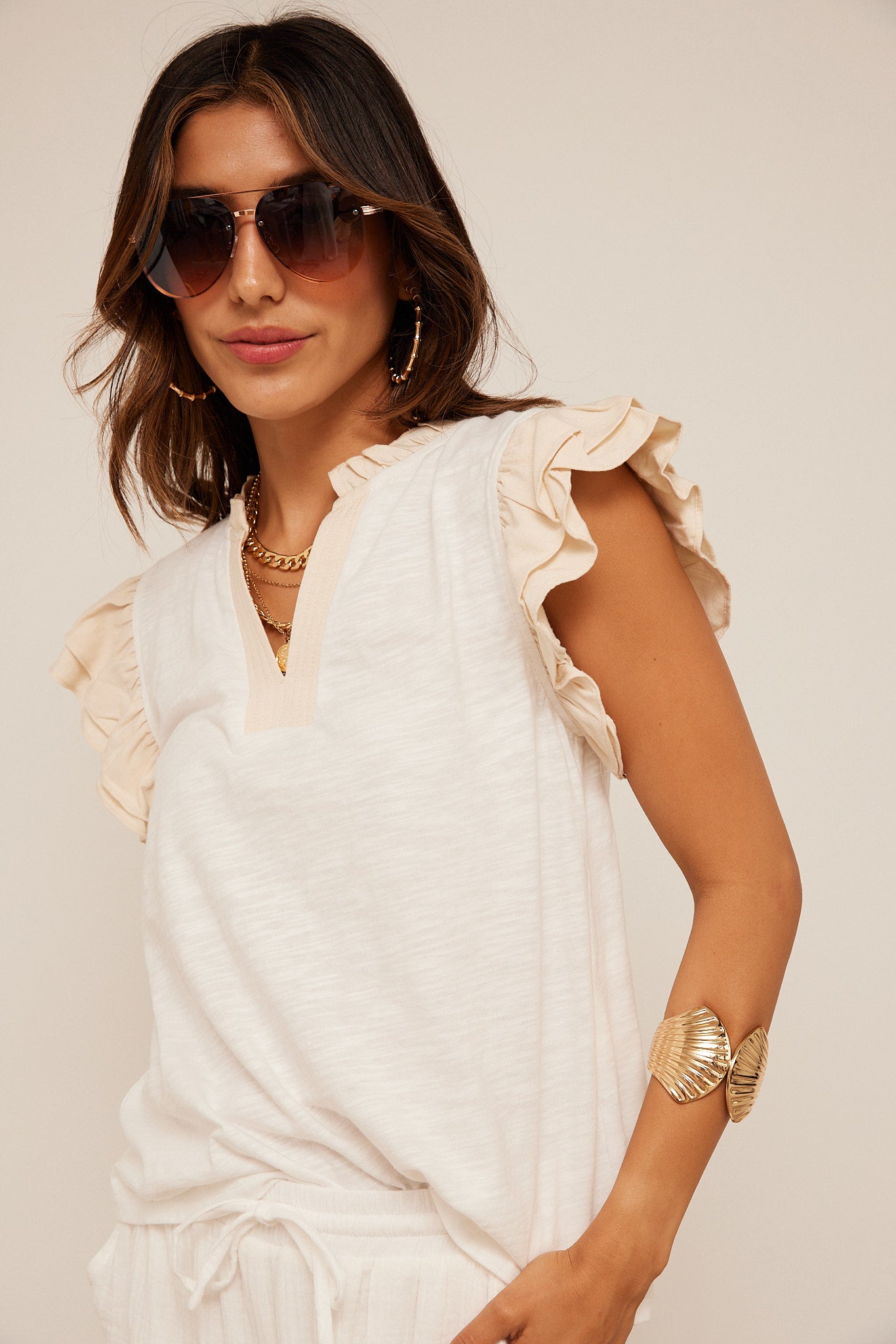 Hailey Ruffle Sleeve Knit Top