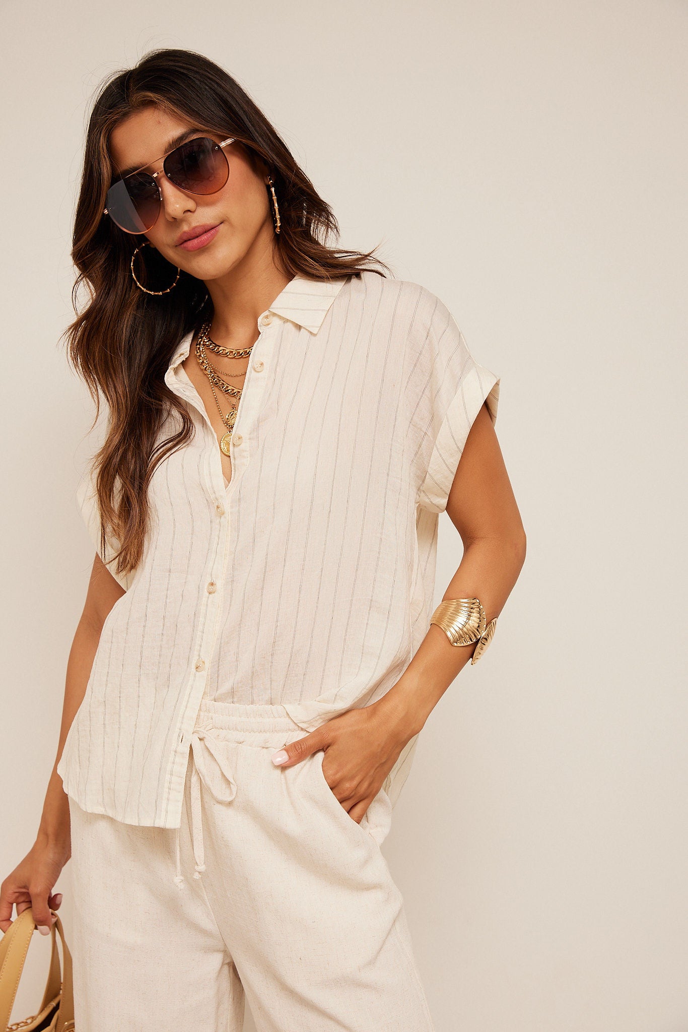 Evie Rolled Up Sleeve Stripe Top