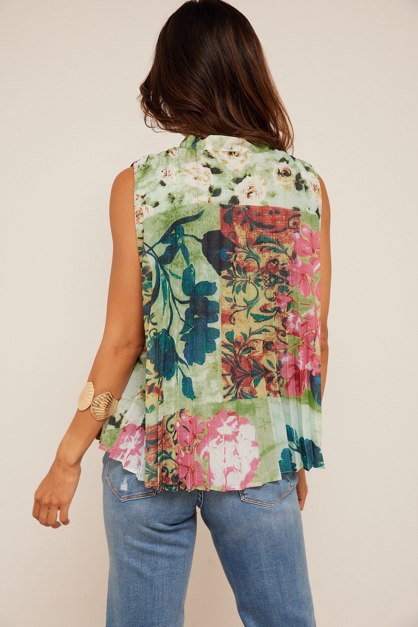 Jamie Floral Print Pleated Top