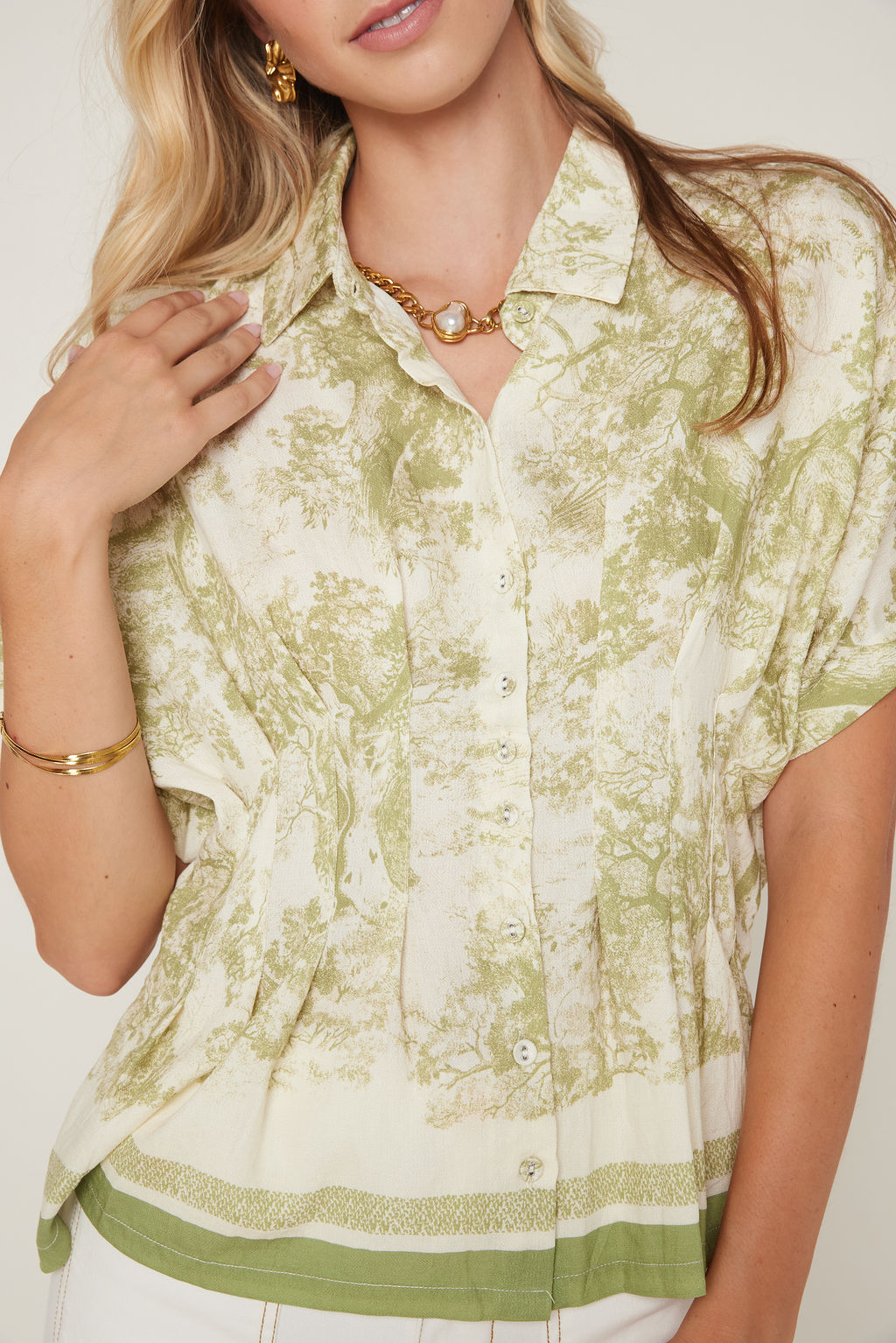 Dillon Abstract Animal Print Collared Button Down Top
