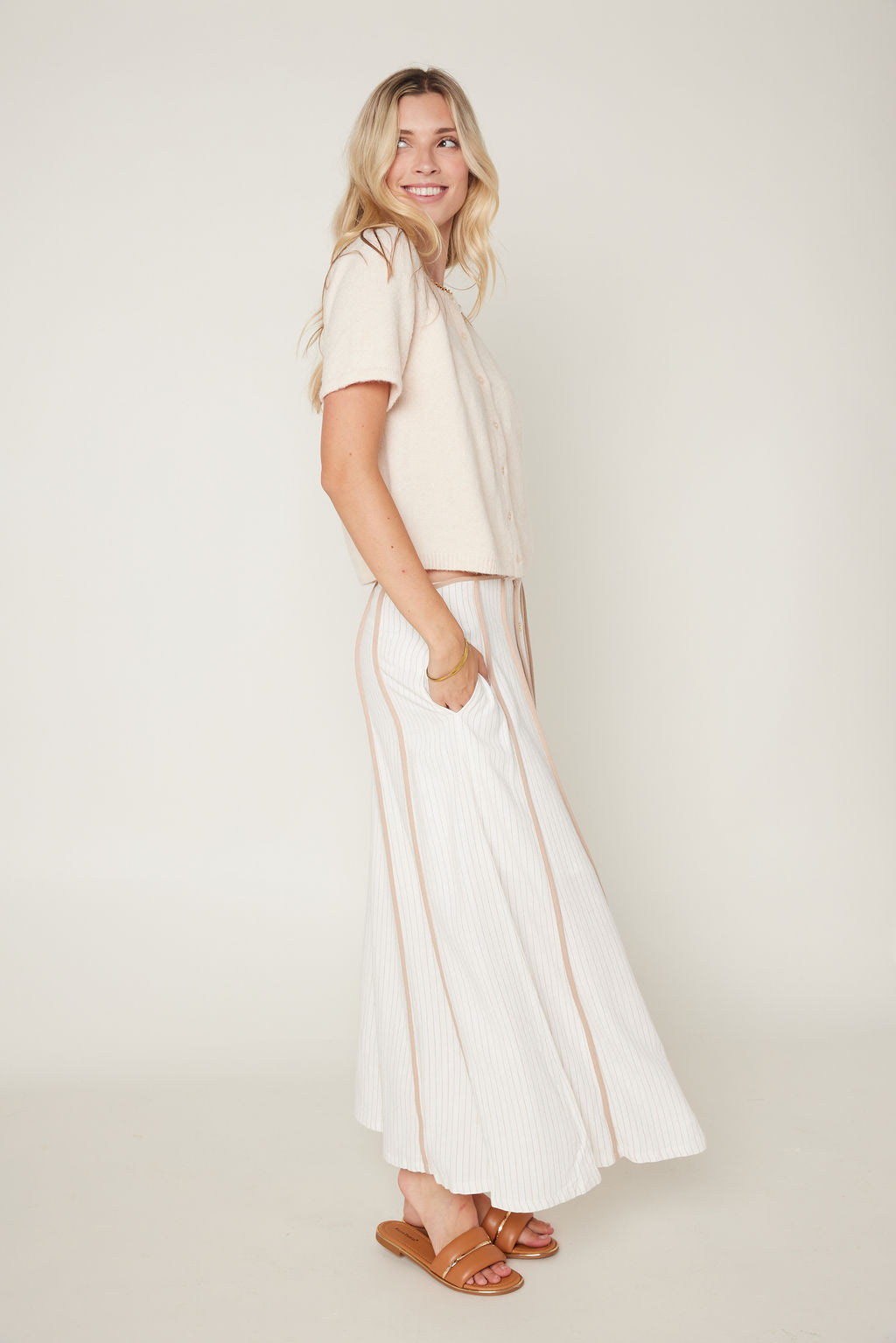 Cali Button Down Contrast Maxi Skirt