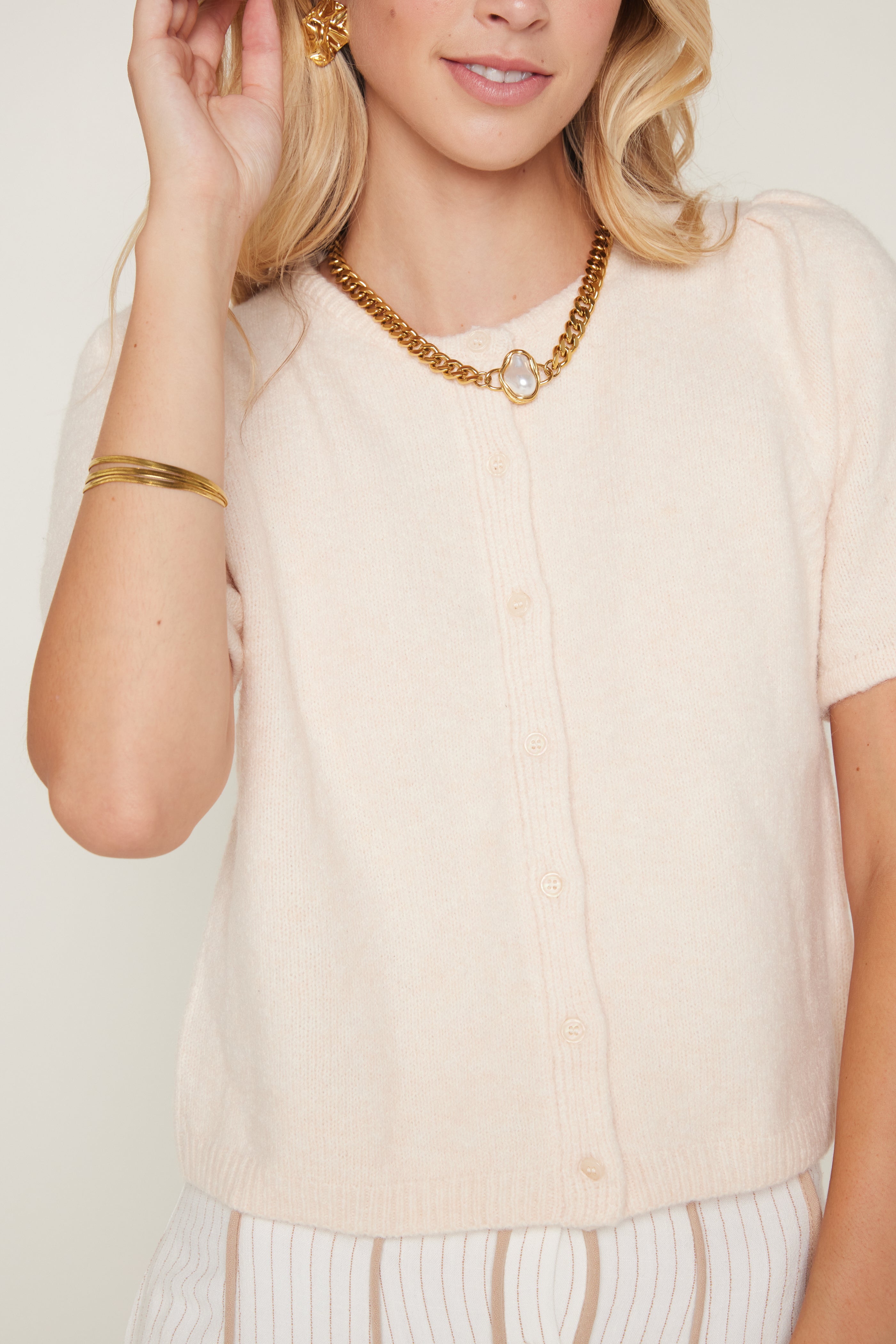 Danny Short Sleeve Button Up Sweater