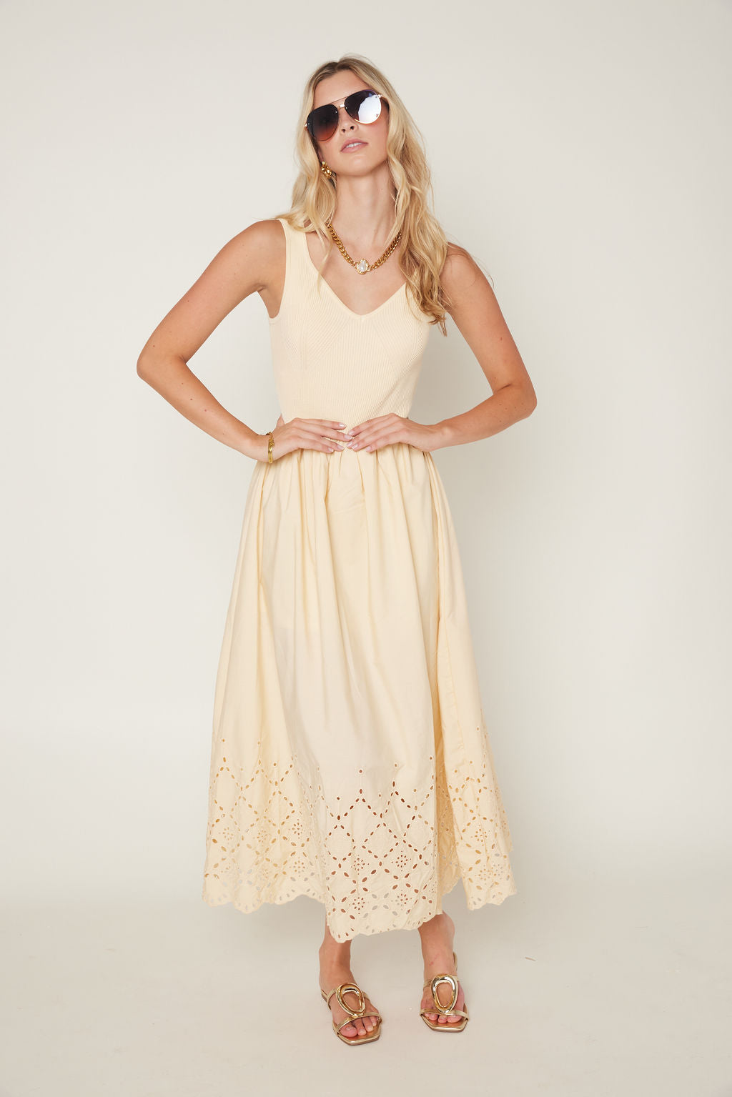 Lucy Eyelet Hem Maxi Dress