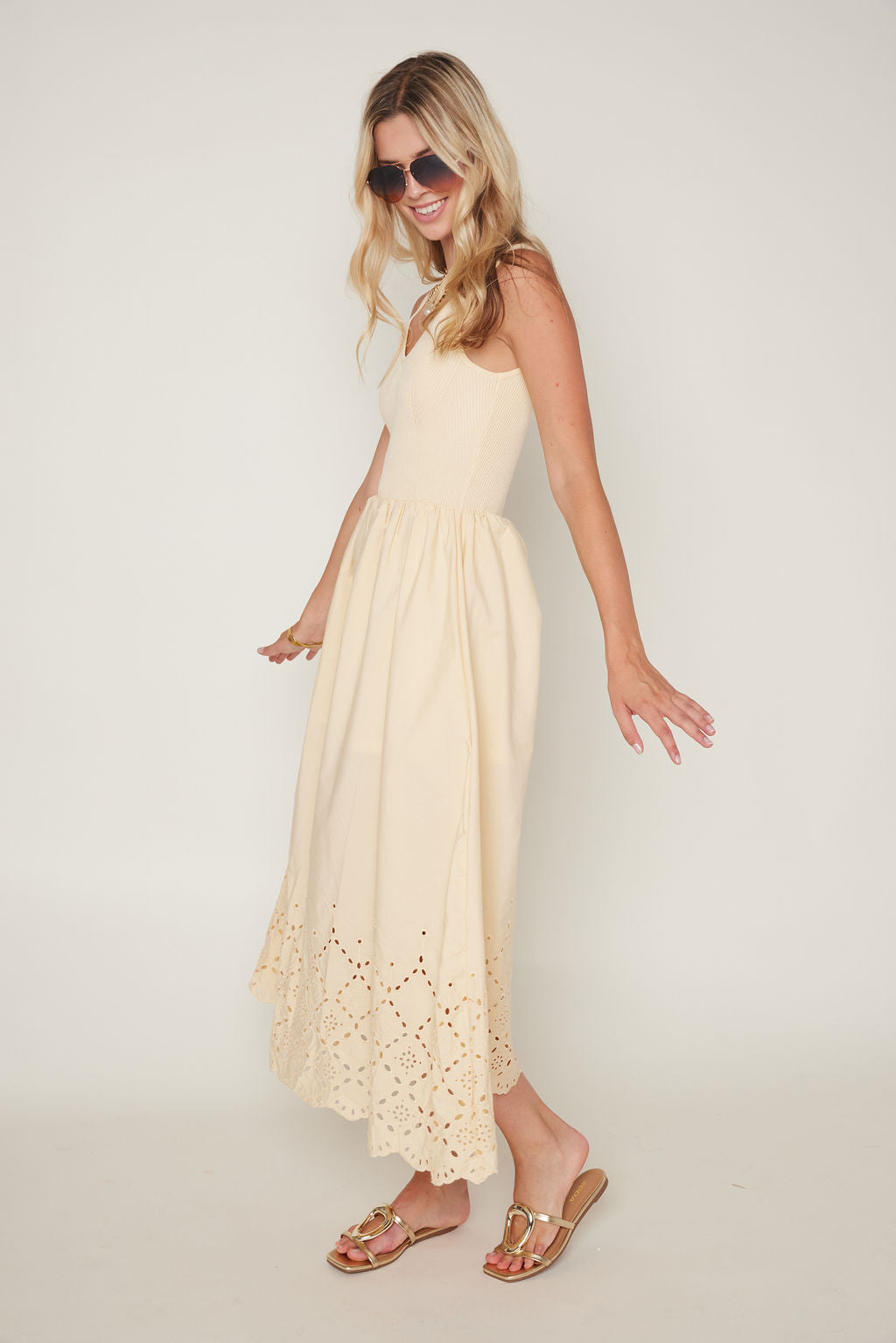Lucy Eyelet Hem Maxi Dress