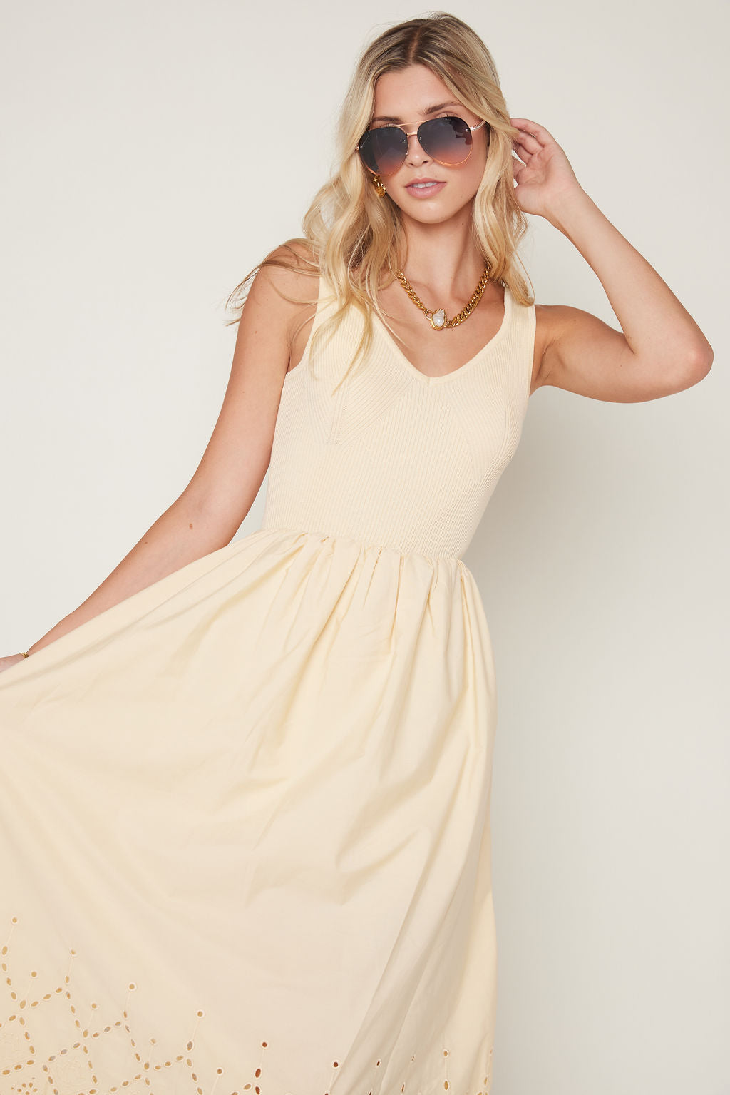 Lucy Eyelet Hem Maxi Dress