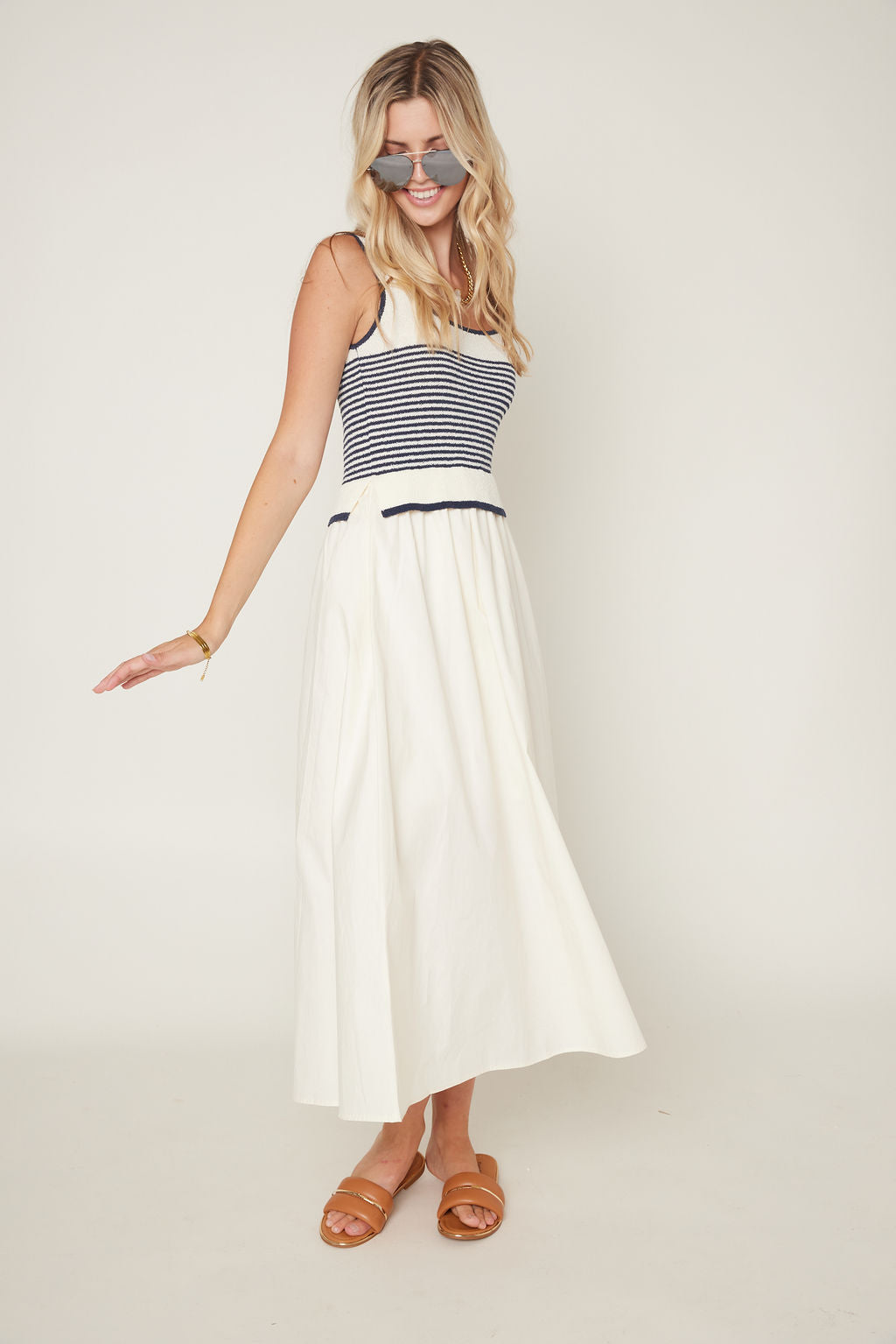 Gracie Navy Stripe Maxi Dress