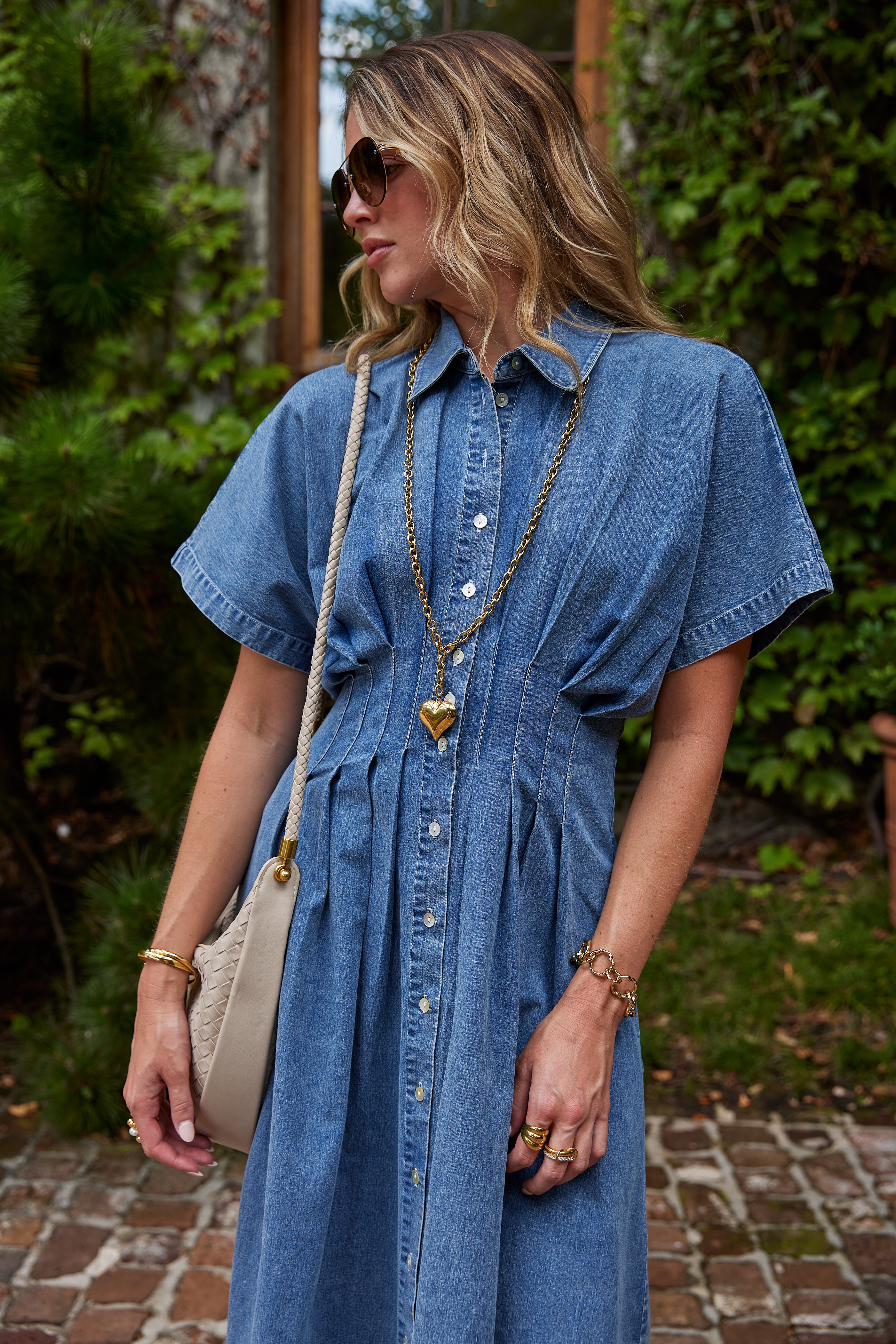 June Denim Button Down Dress