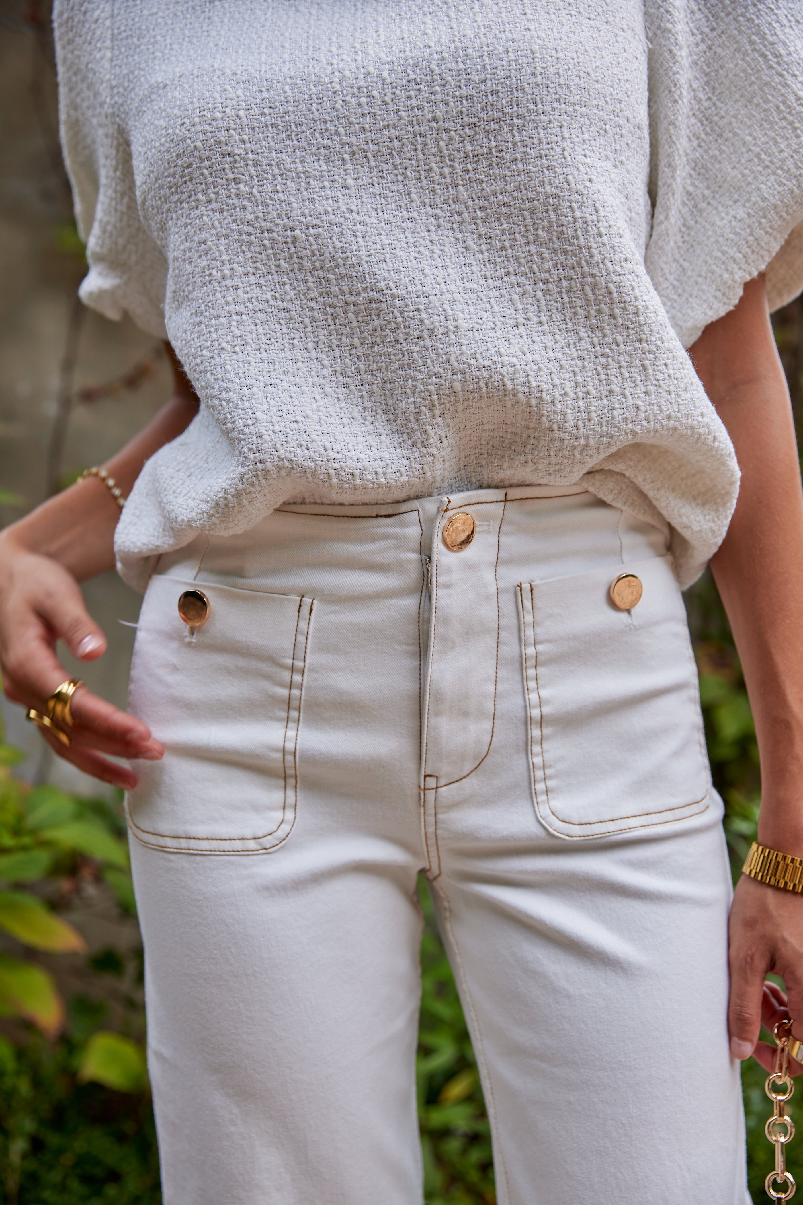 Lily Stitched Pearl Collar Top