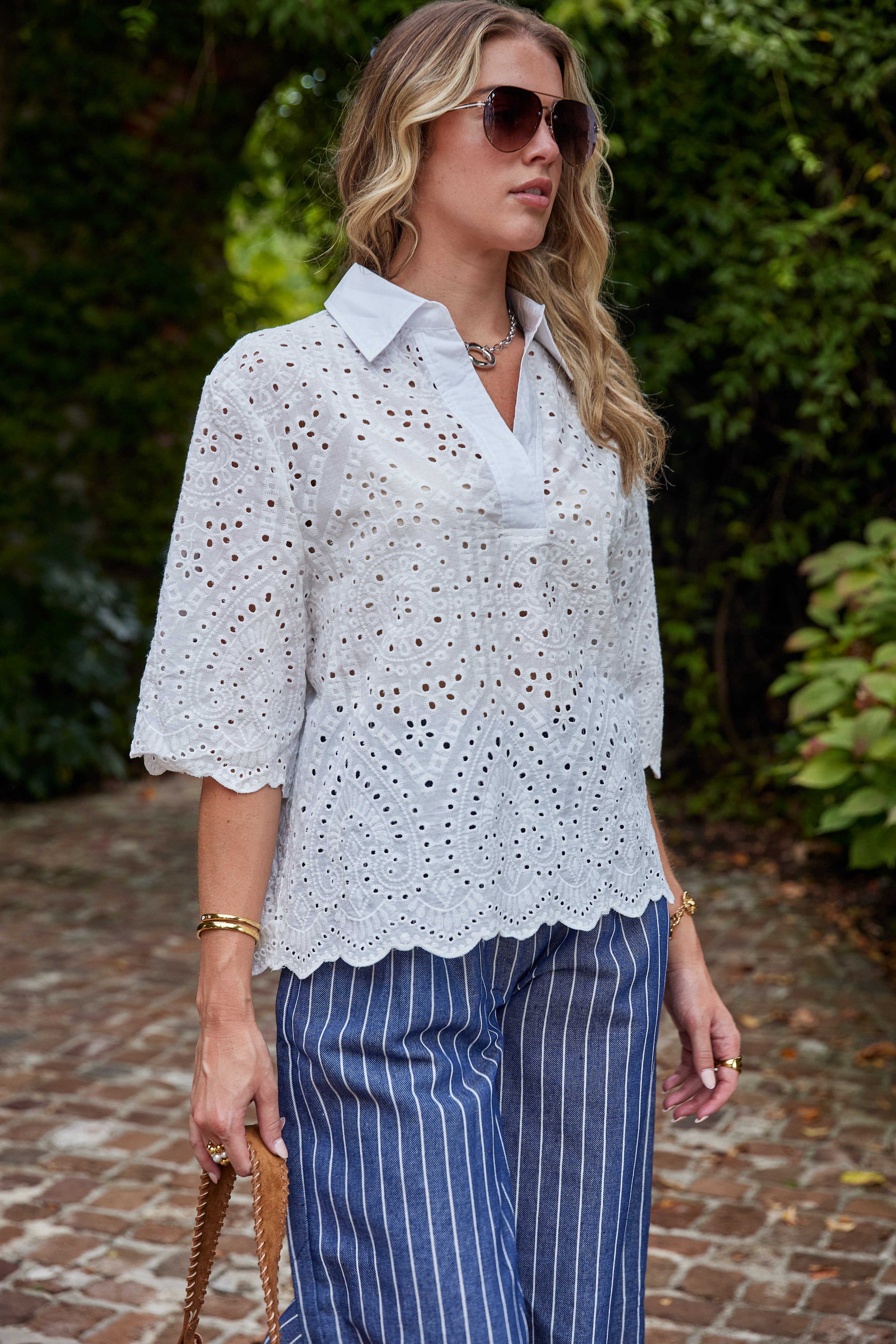 Alice Embroidery Hollow Out Blouse