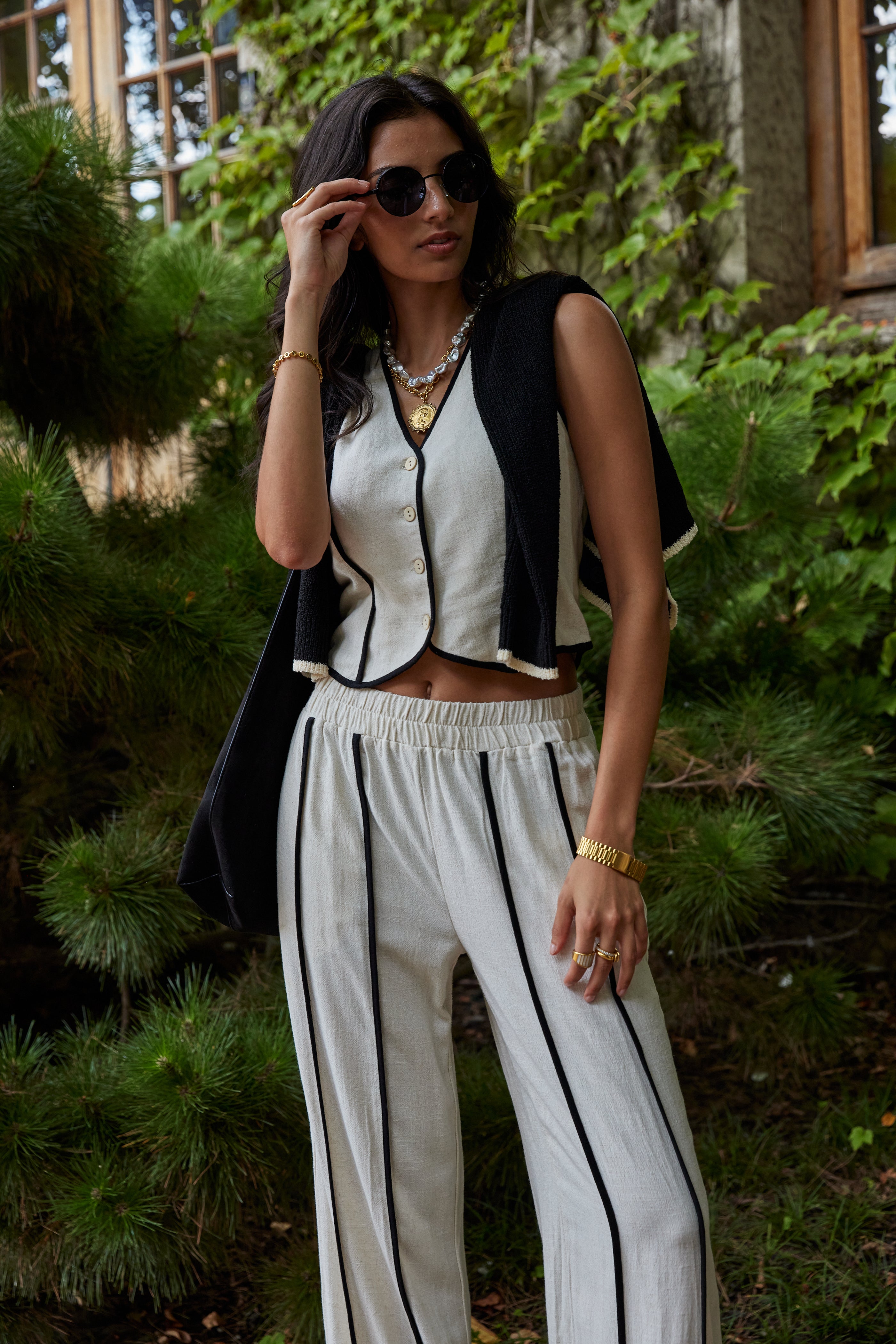 Jessie Black Stitch Vest