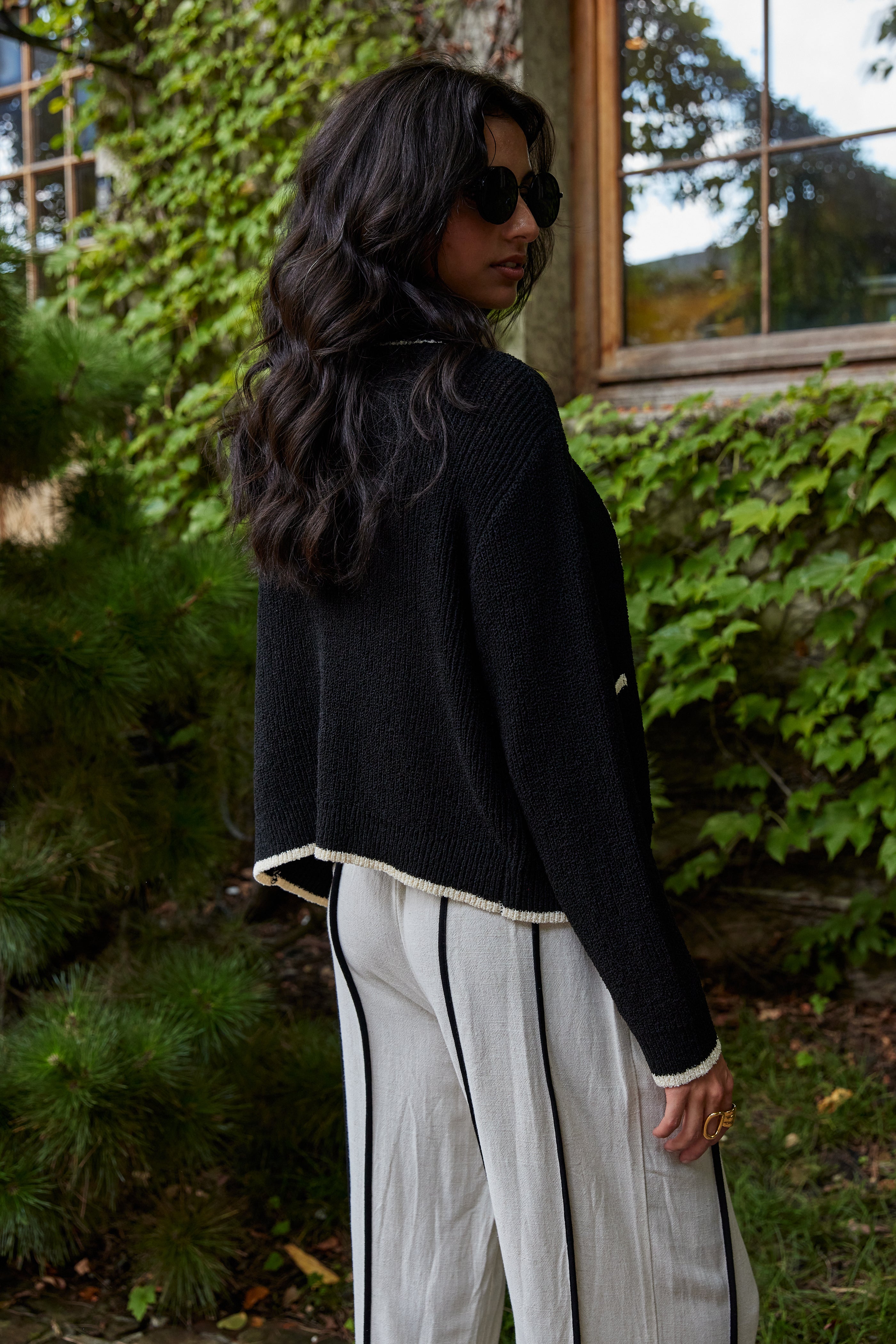 Tara Contrast Button Up Sweater