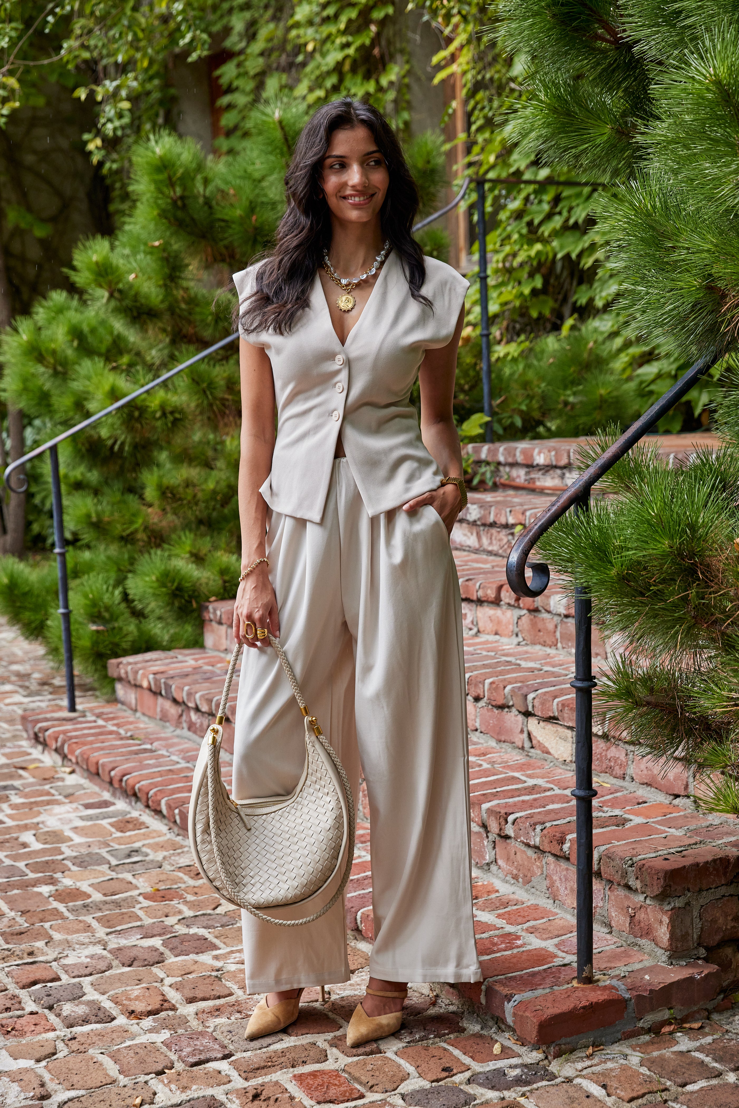 Brandy V Neck Fitted Waist Top