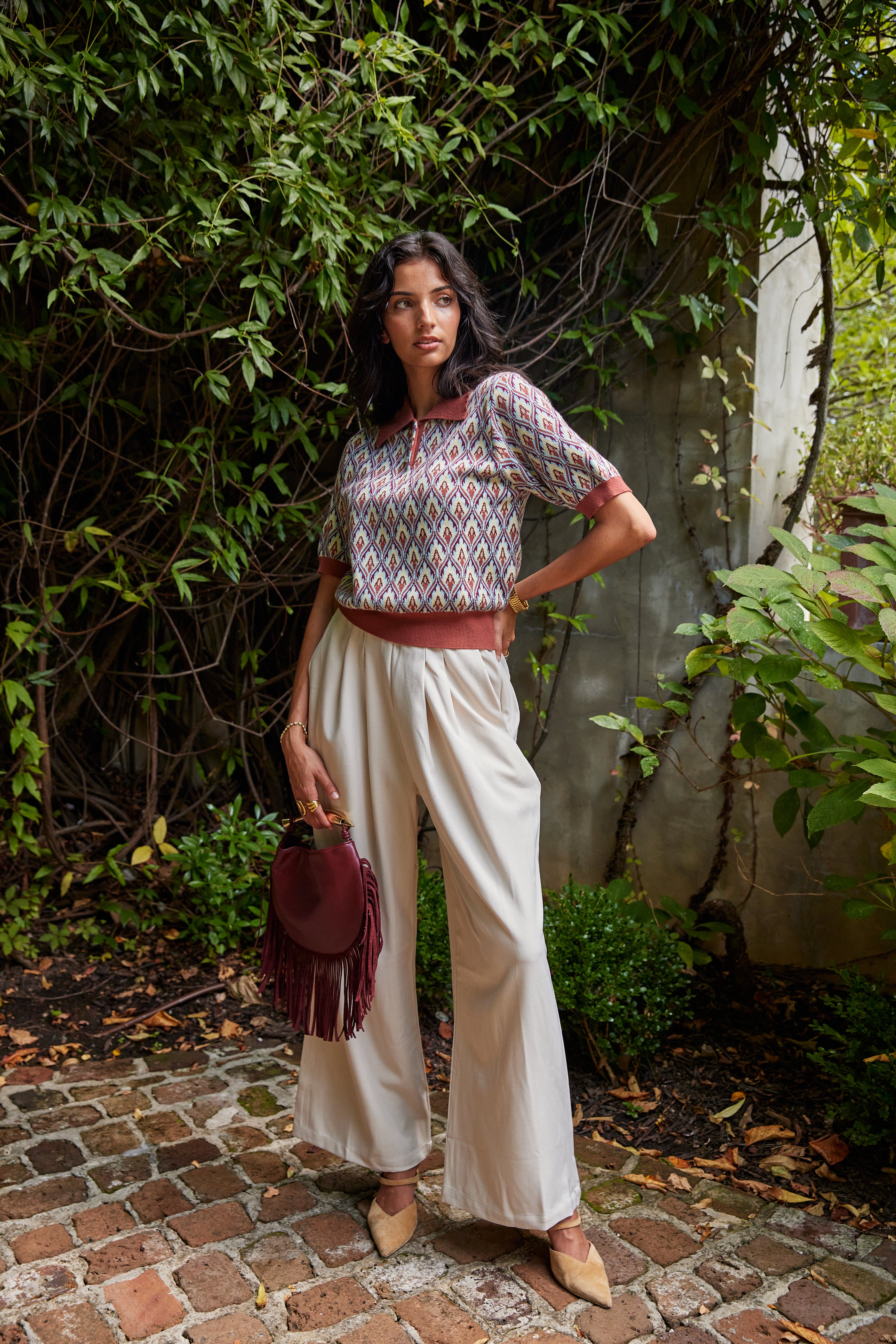 Jameson Multi Patterned Contrast Edge Top