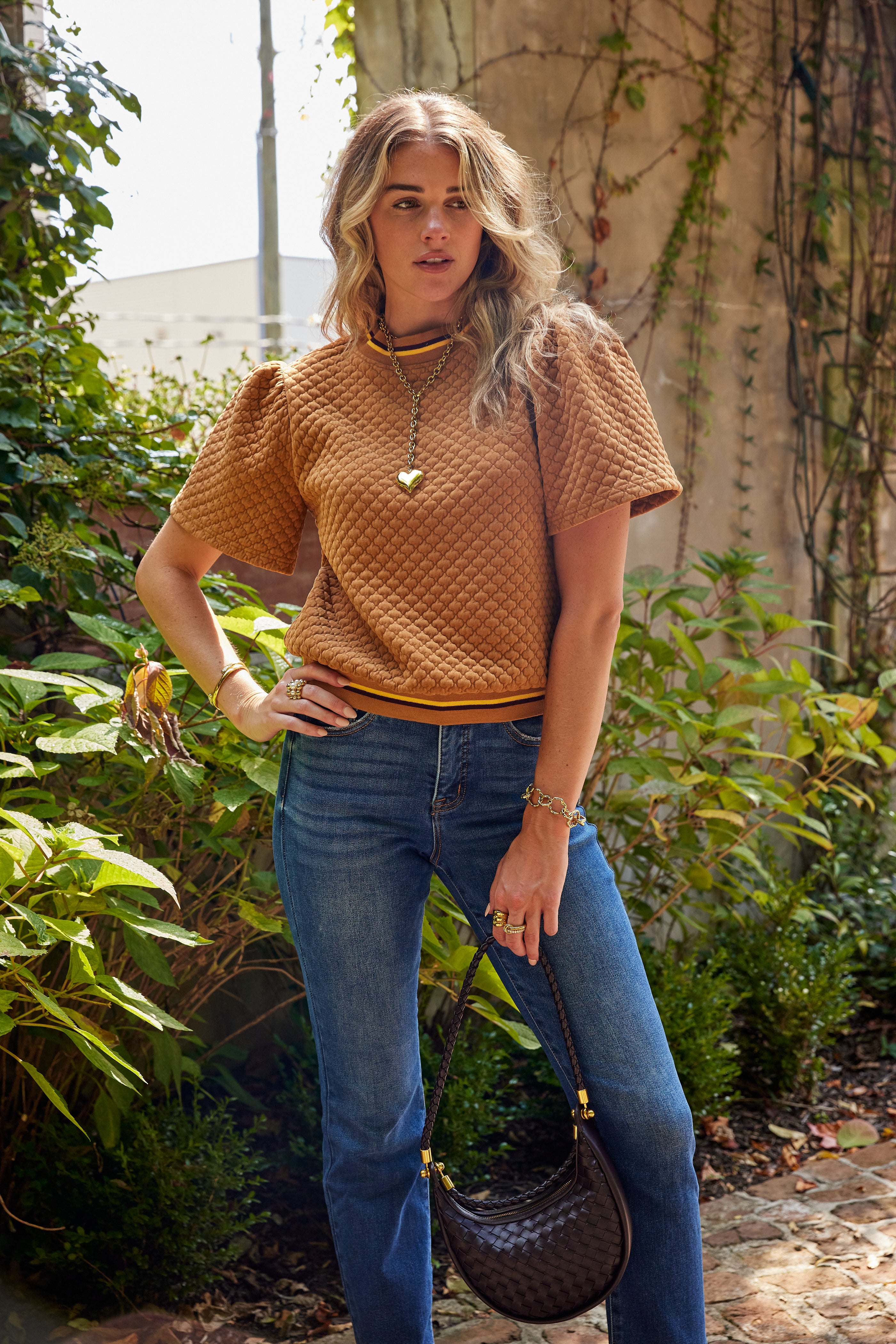 Perry Textured Short Sleeve Blouse