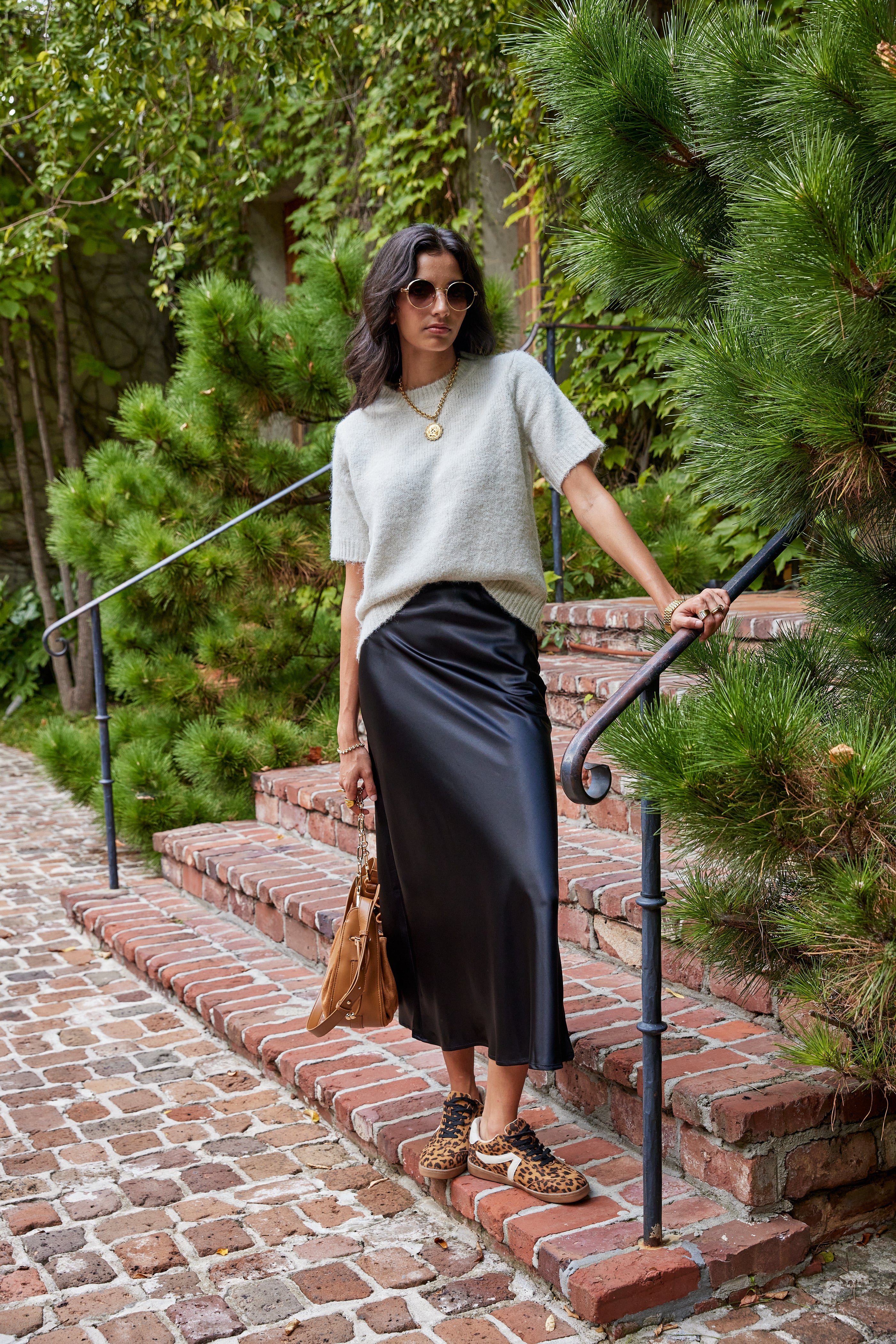 Remi Elastic Band Midi Satin Skirt