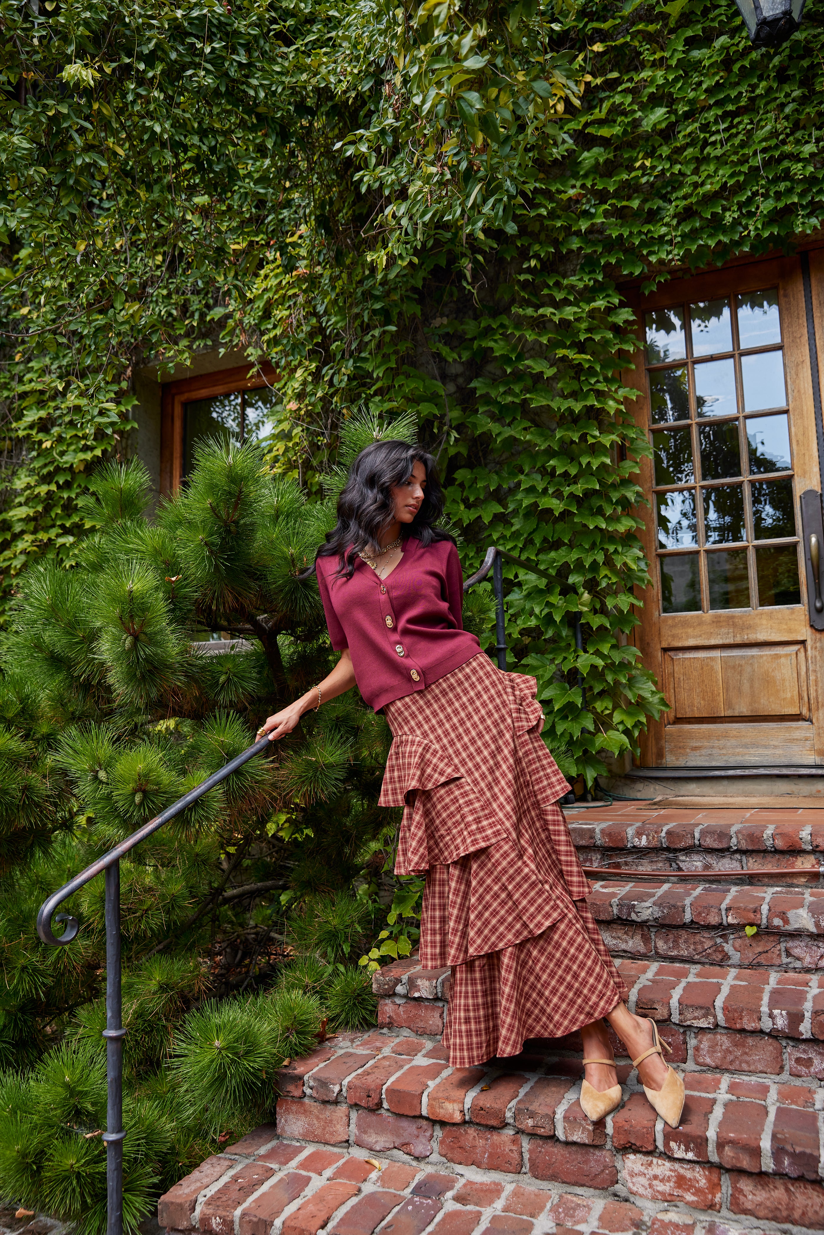 Dylan Tiered Plaid Mini Skirt