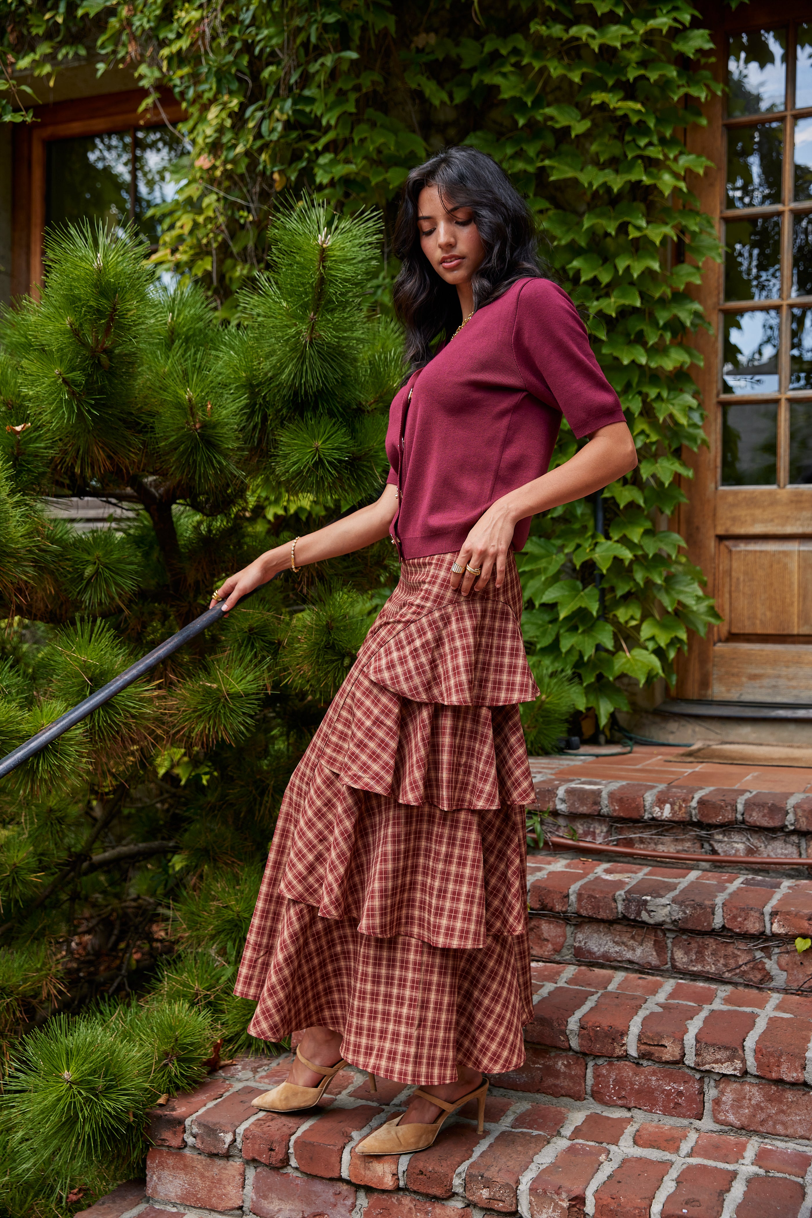 Dylan Tiered Plaid Mini Skirt