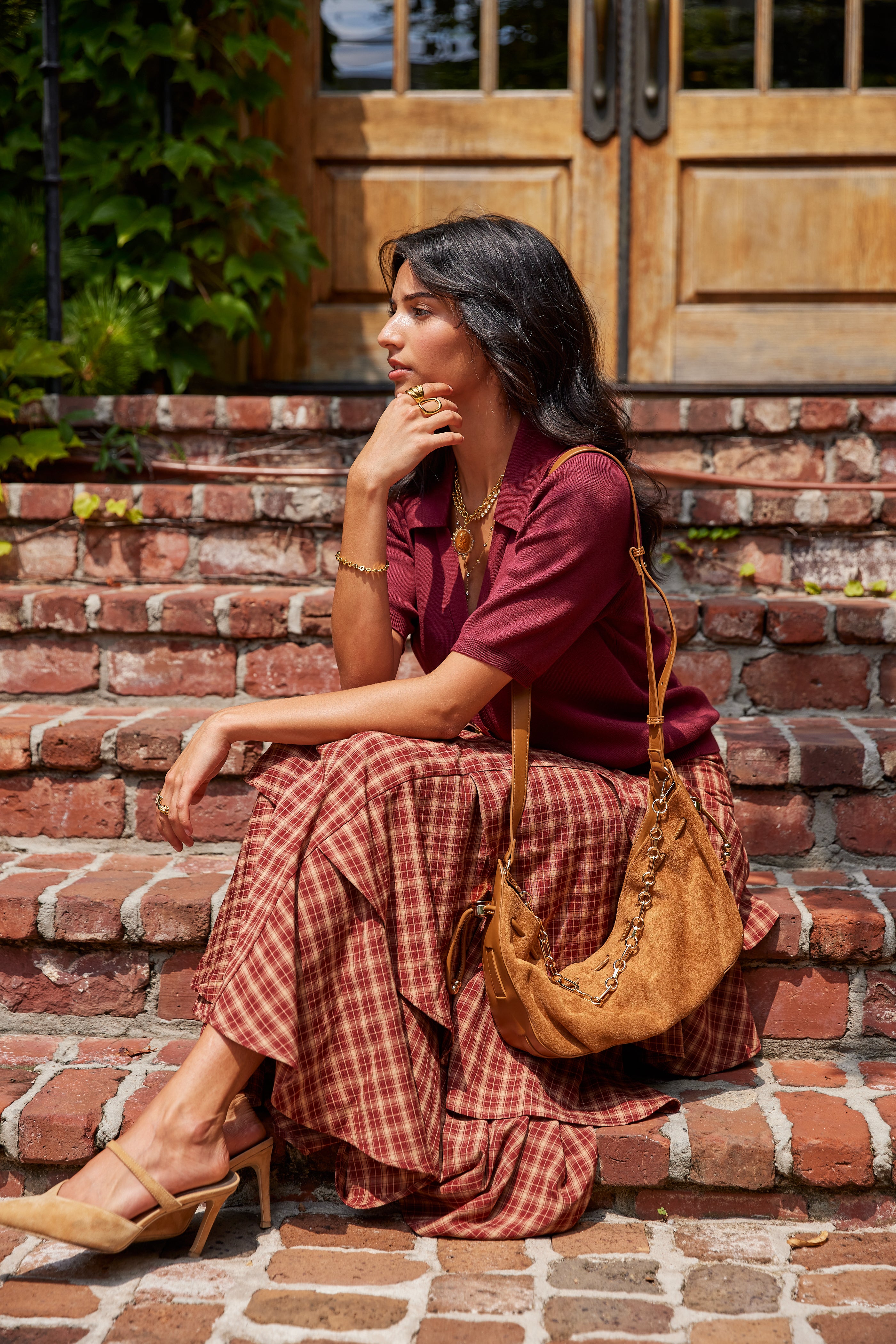 Dylan Tiered Plaid Mini Skirt