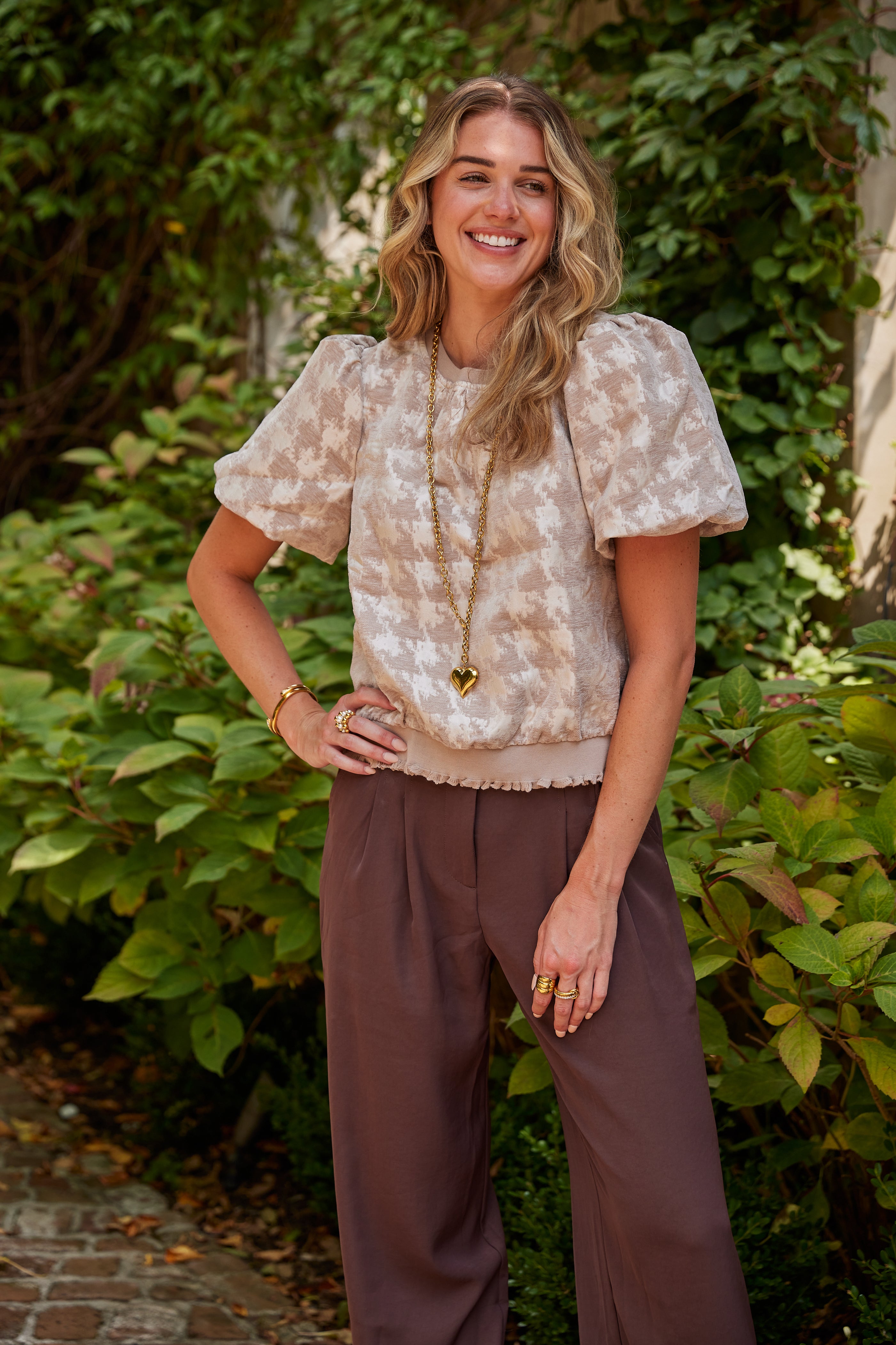 Ashley Houndstooth Stitch Top