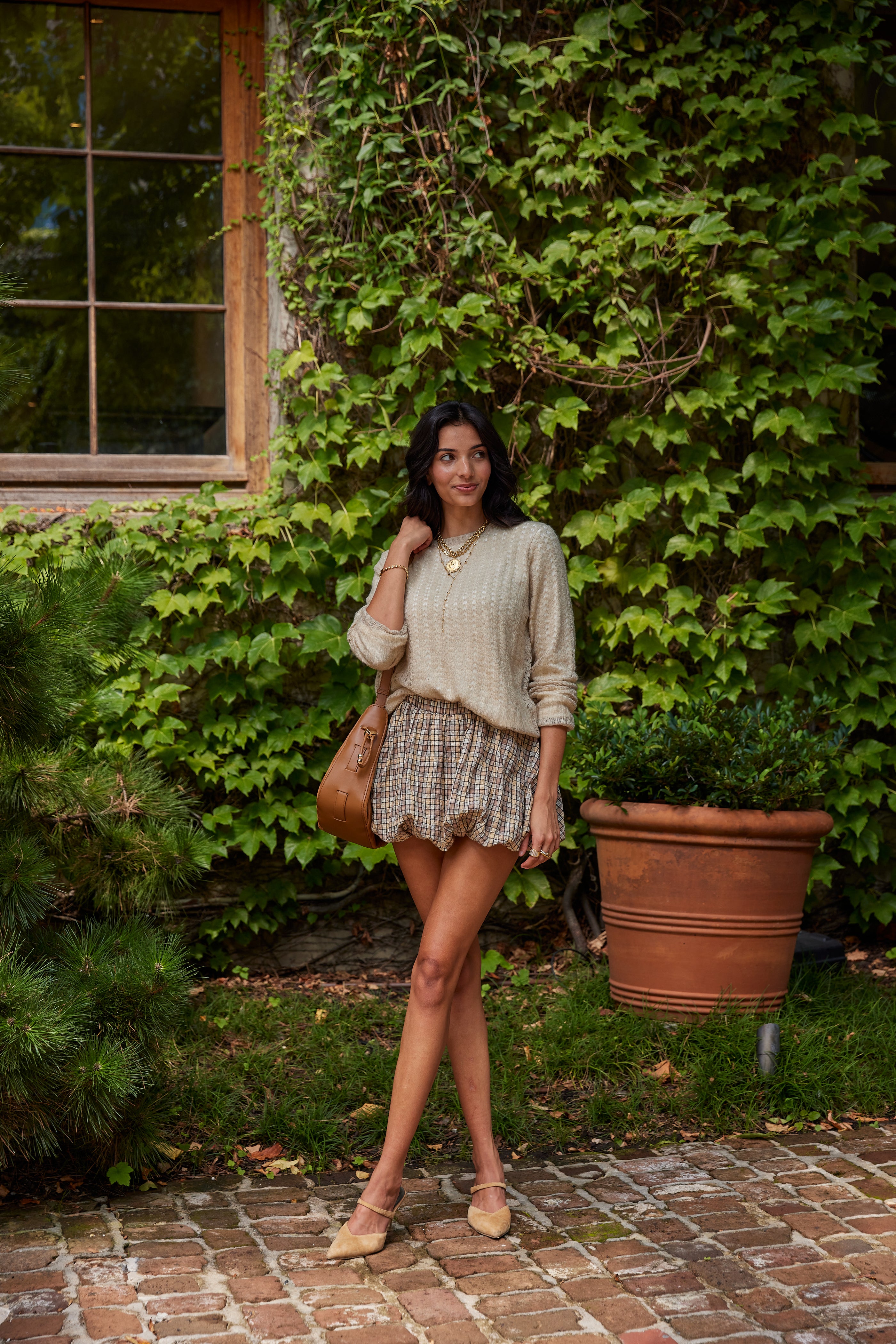 Rylee Check Print Bubble Skirt