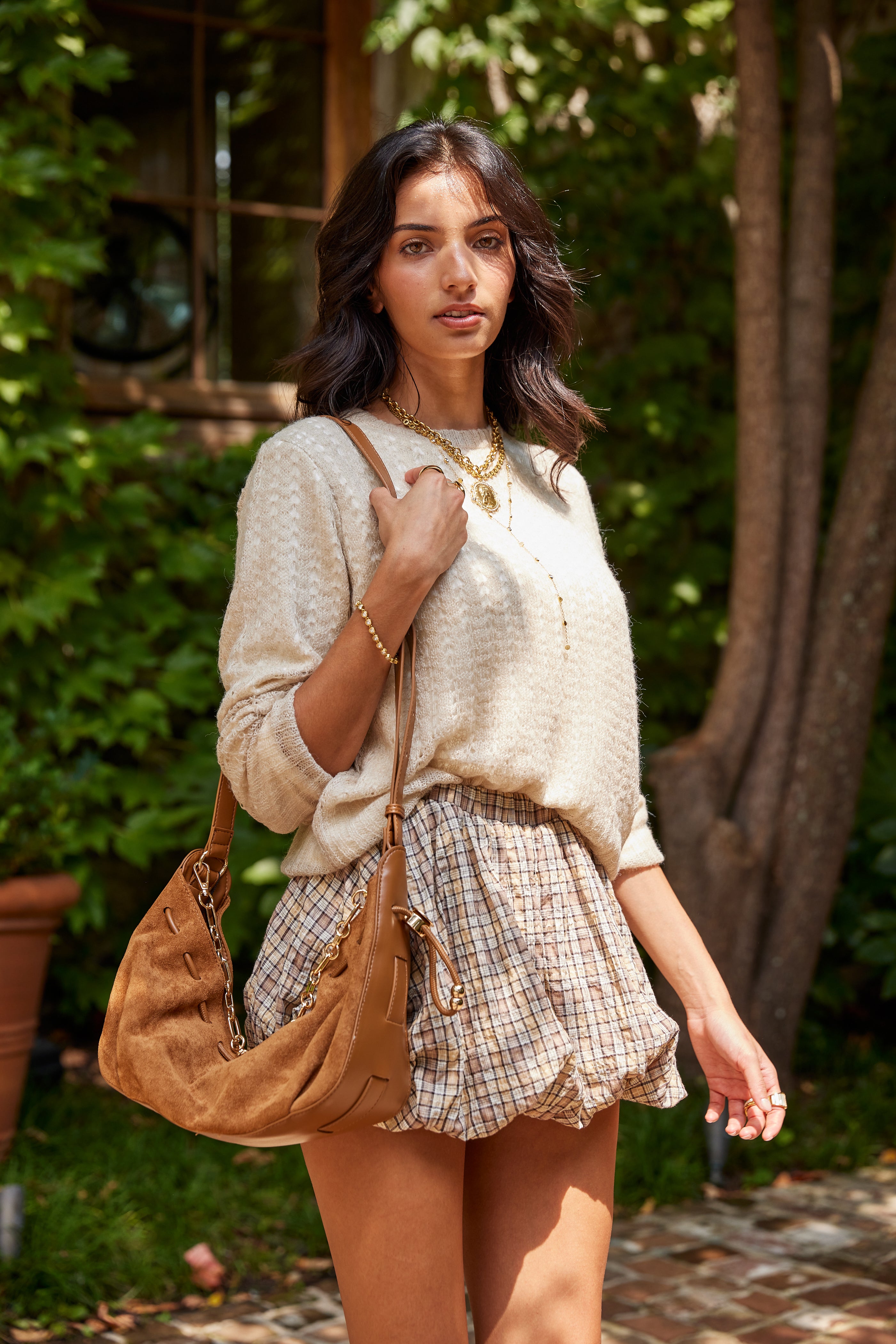 Rylee Check Print Bubble Skirt