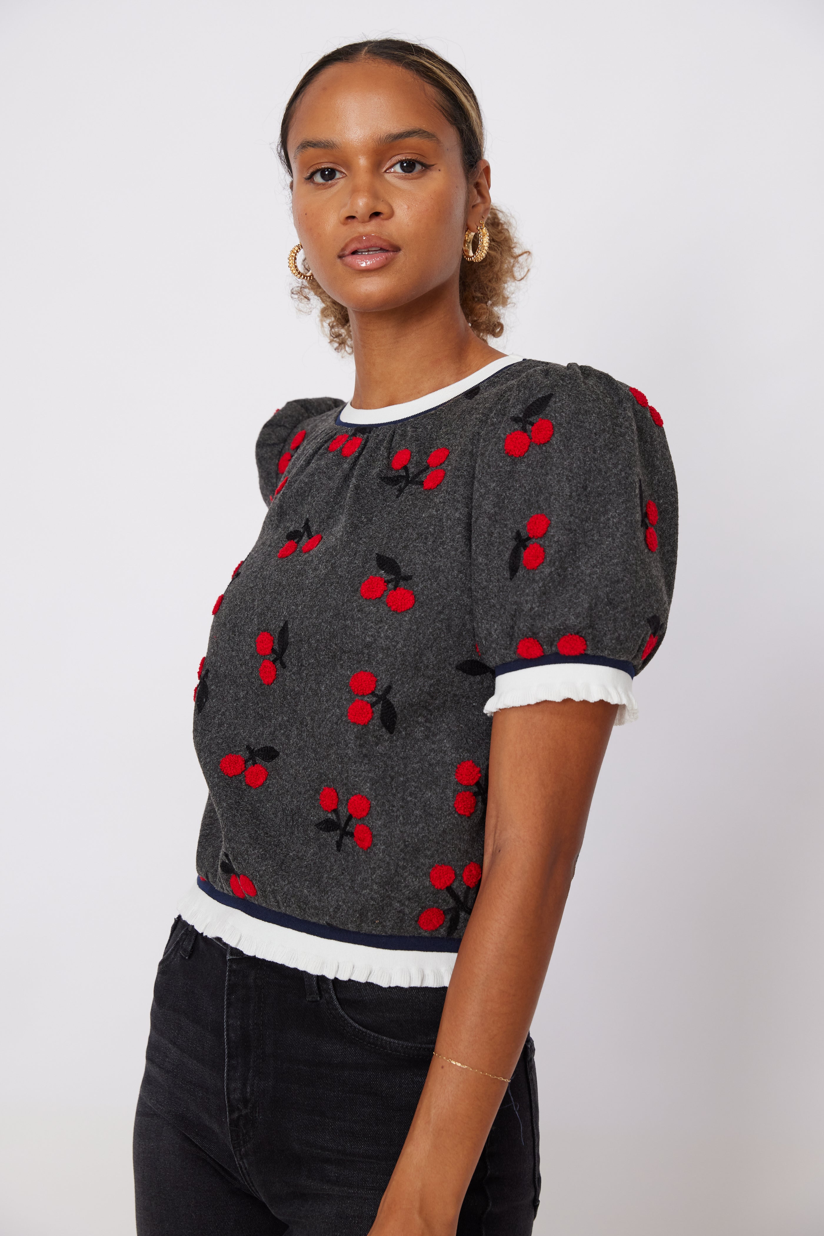 SALE - Jemma Cherry Knit Top