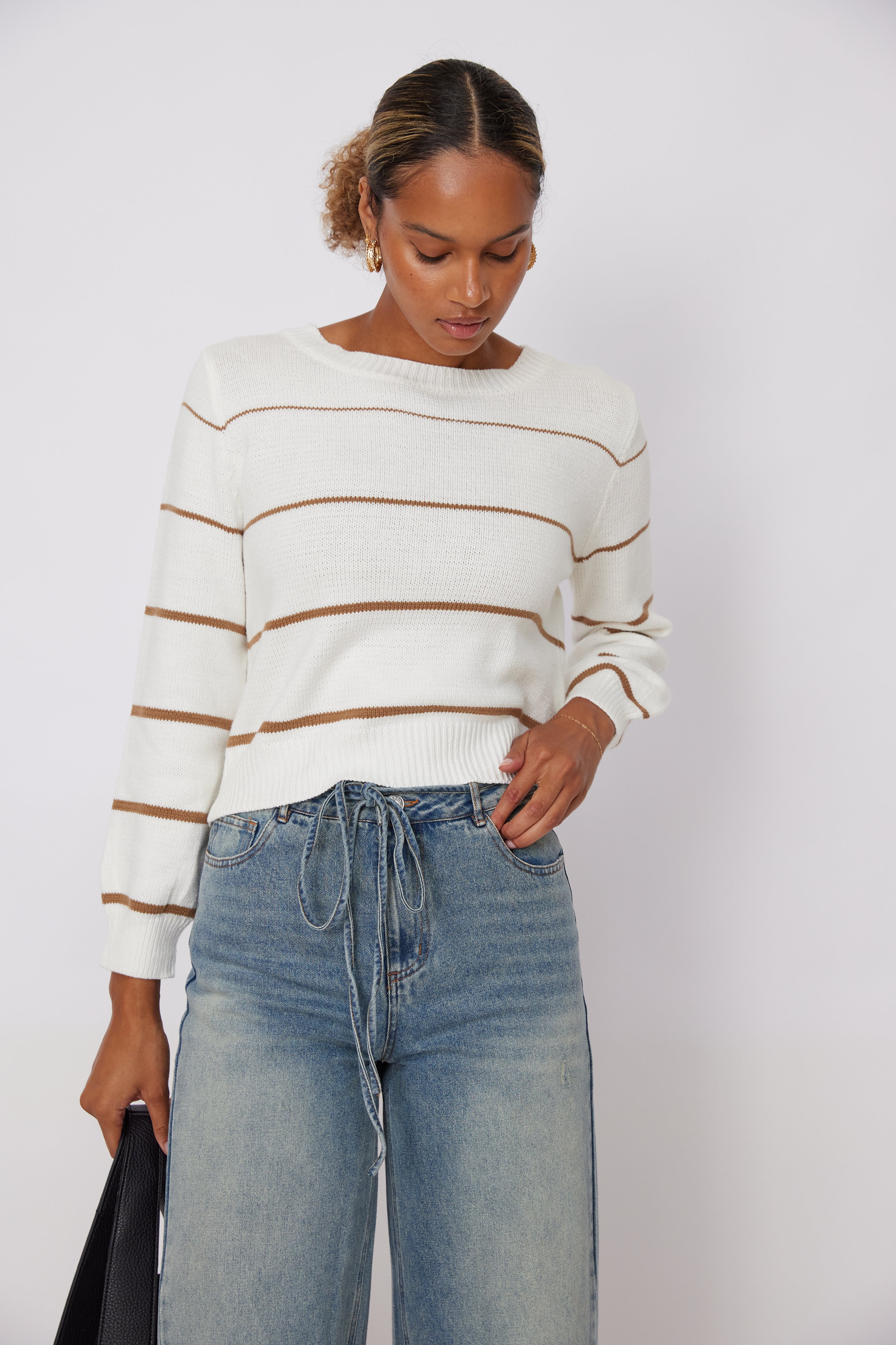 SALE - Chaney Striped Boatneck Sweater