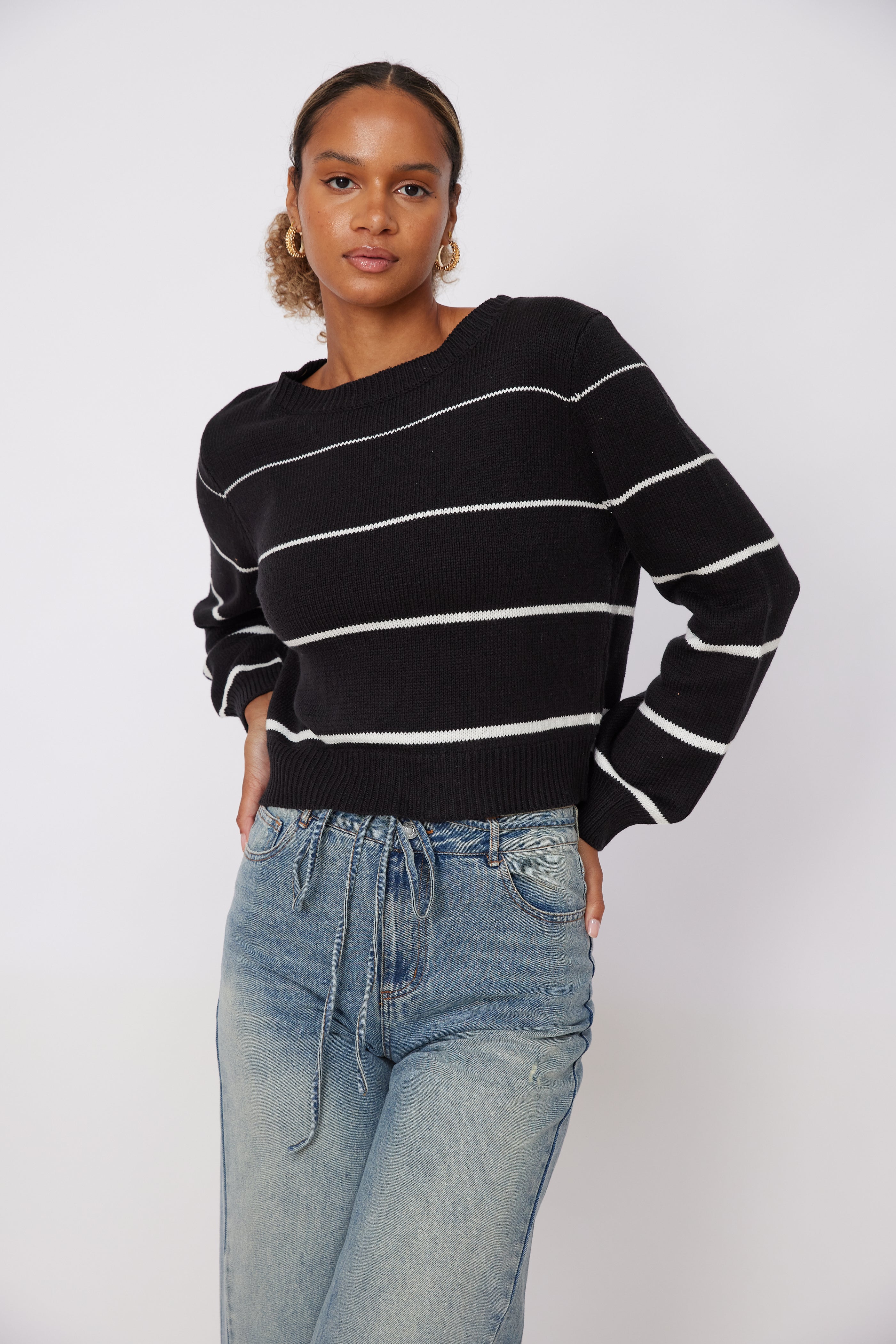 SALE - Chaney Striped Boatneck Sweater