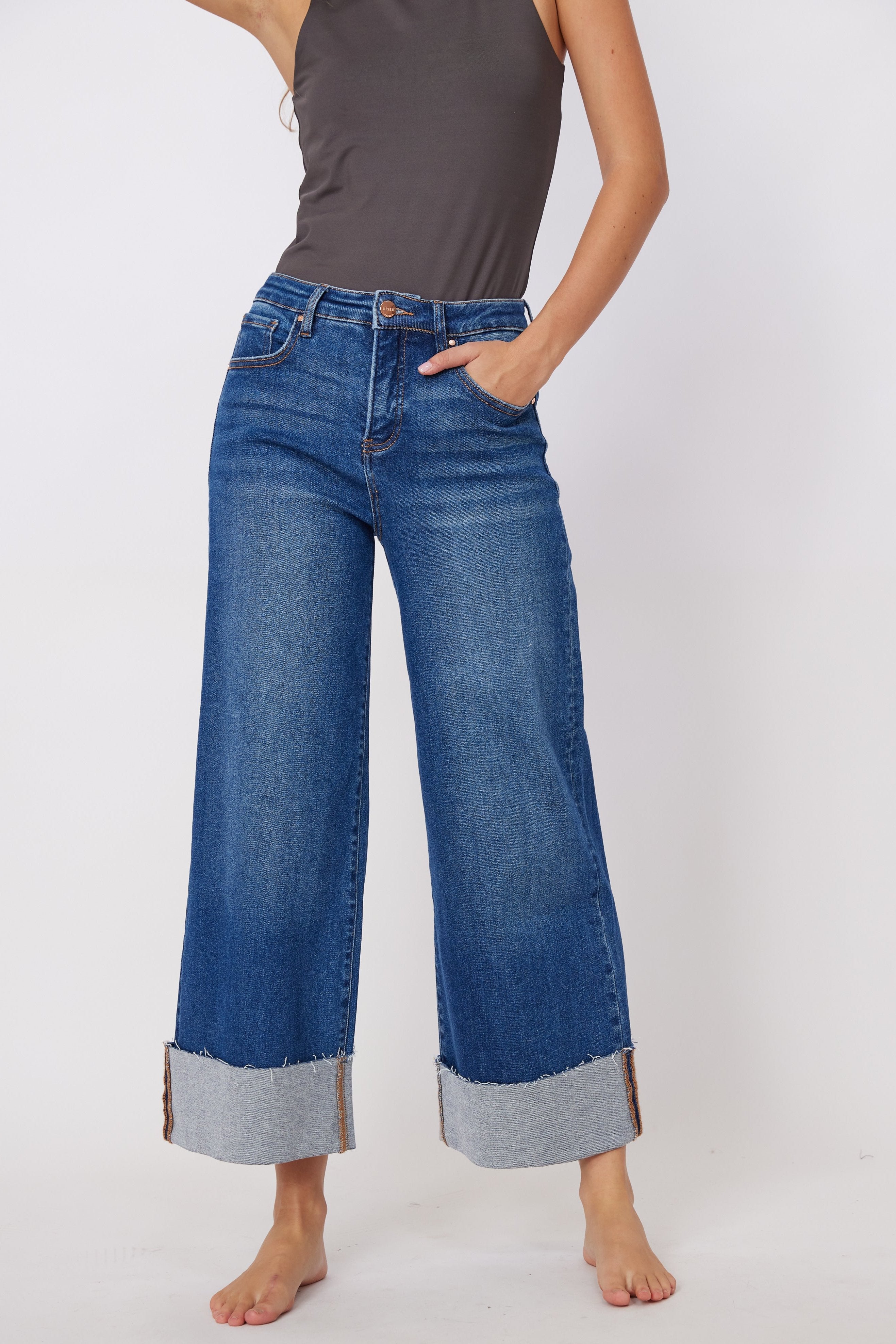 SALE - Tanner Risen Cuffed Wide Leg Jeans
