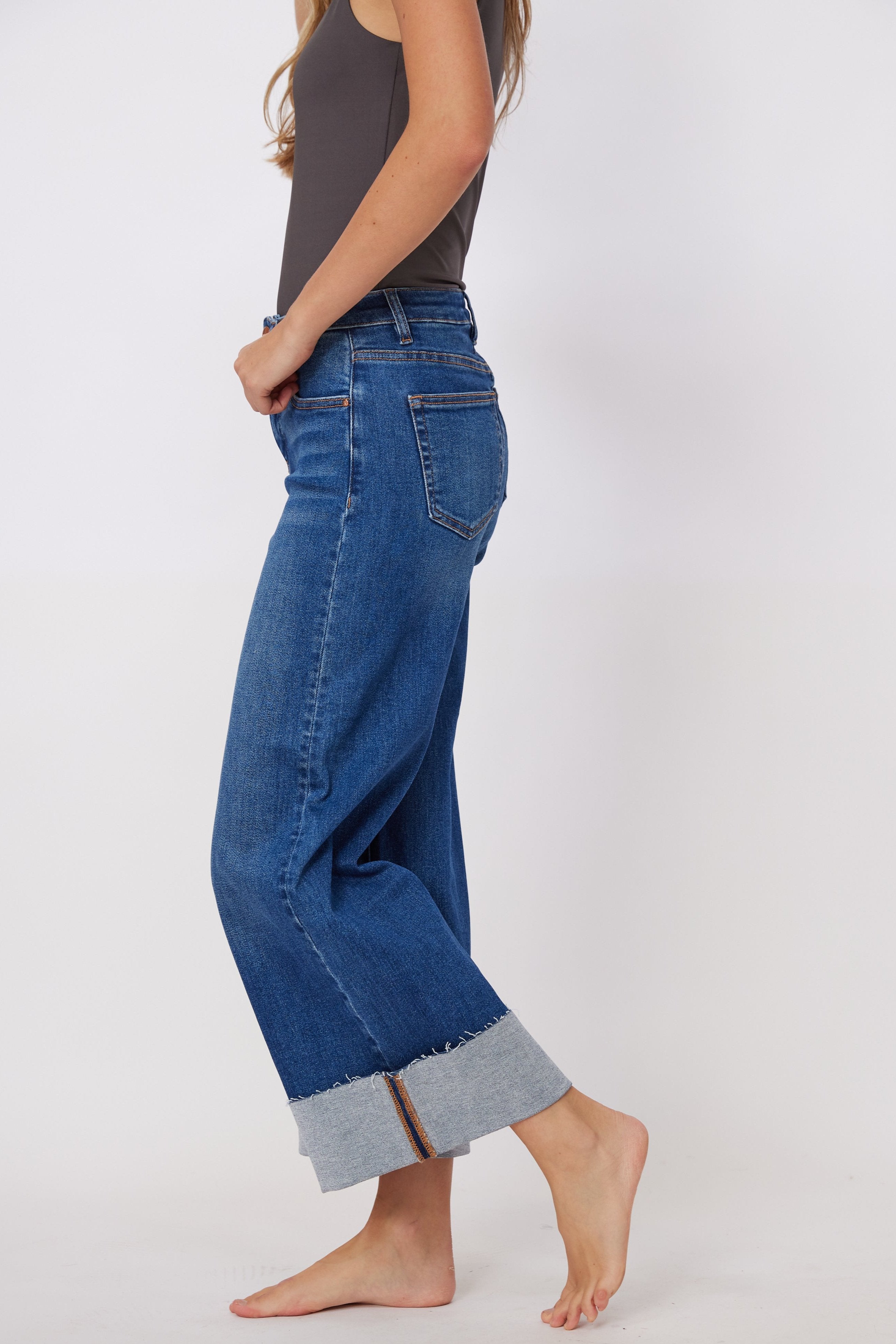 SALE - Tanner Risen Cuffed Wide Leg Jeans