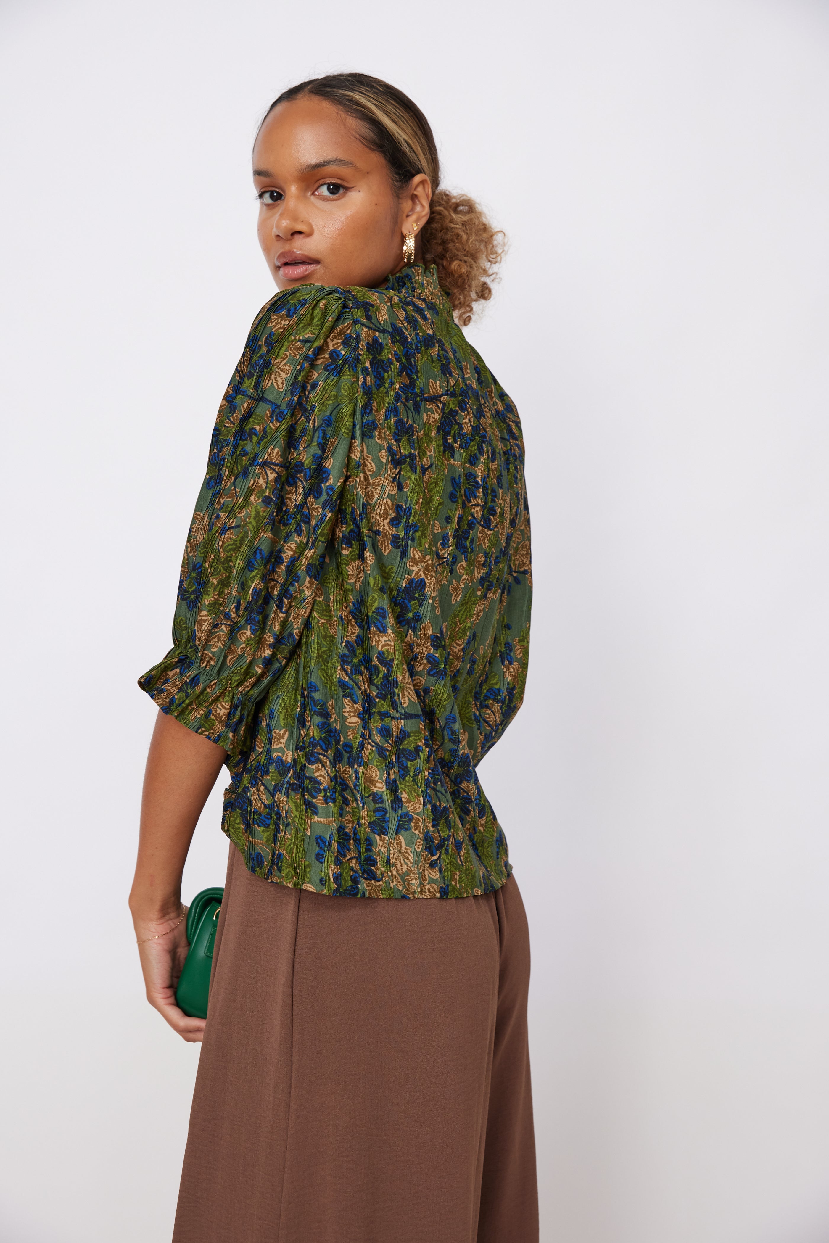 Jonas Smocked Neck Printed Top