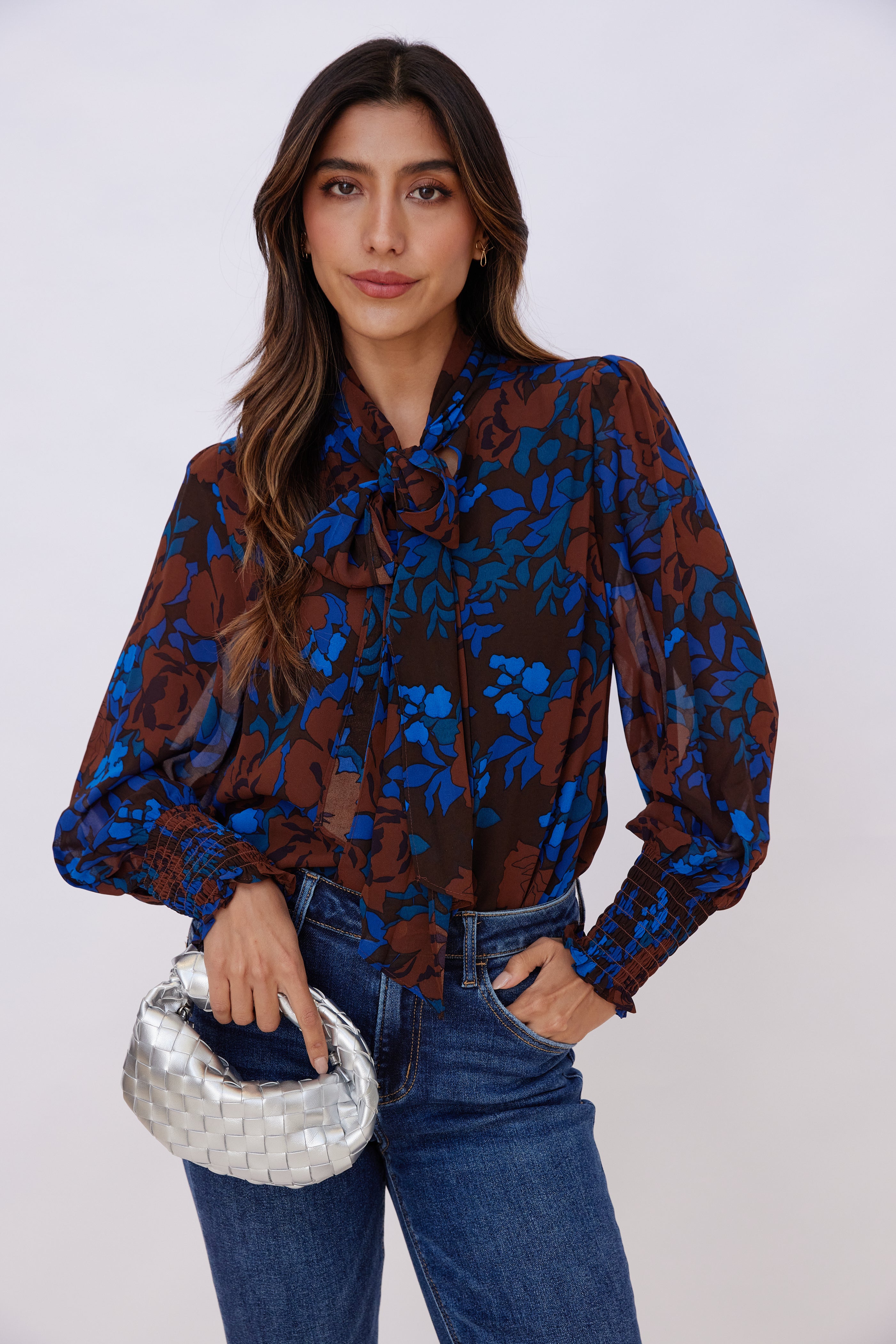SALE - Cora Tie Neck Blouse